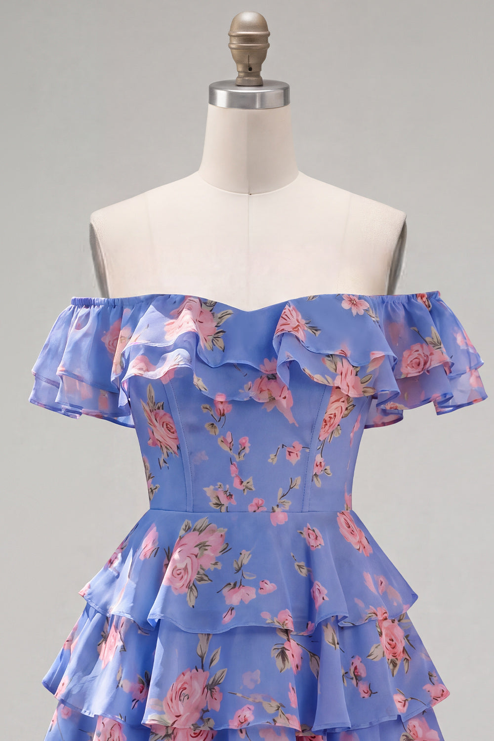 Yellow Floral Corset Tiered Ruffled A-Line Short Homecoming Dress