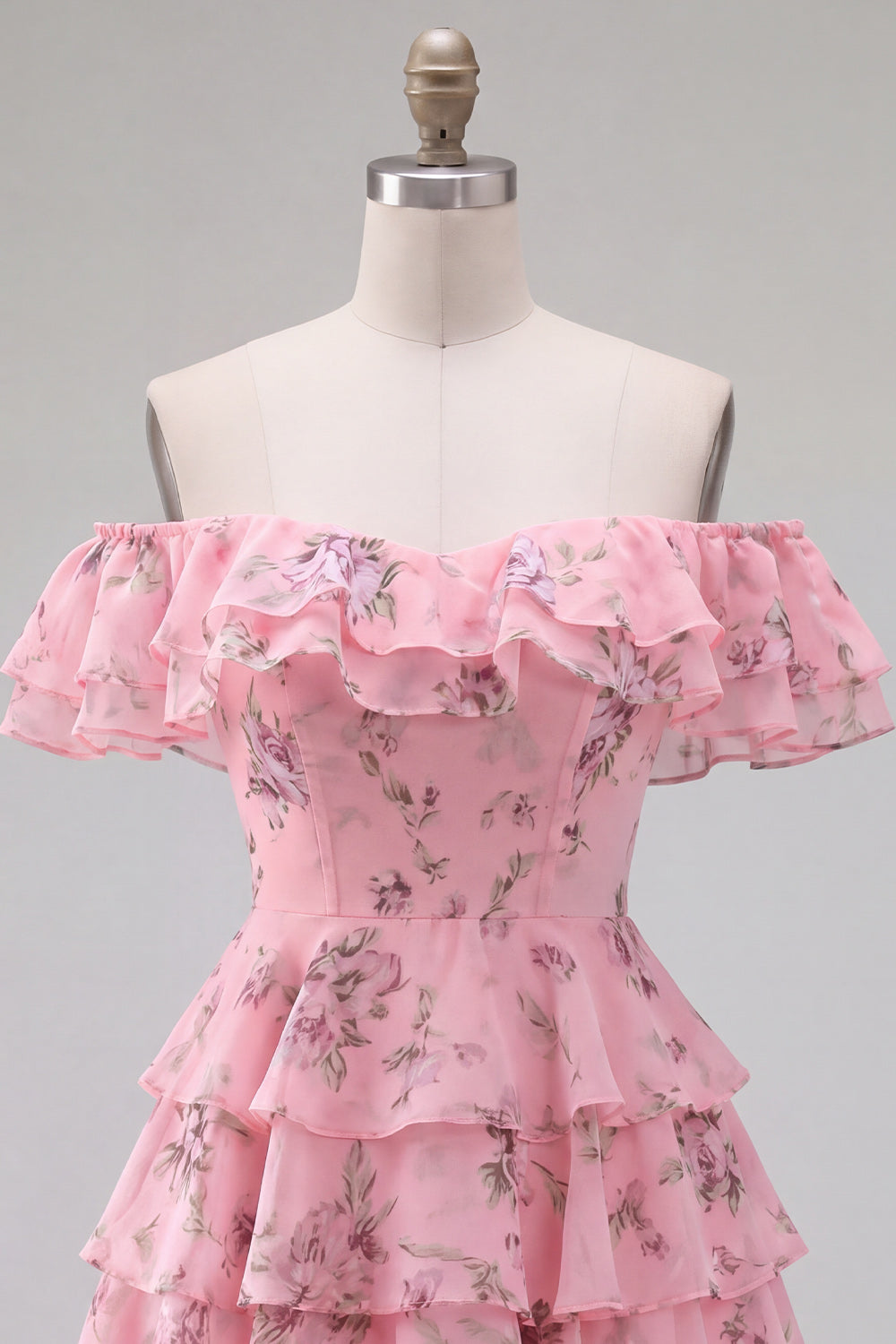 Yellow Floral Corset Tiered Ruffled A-Line Short Homecoming Dress