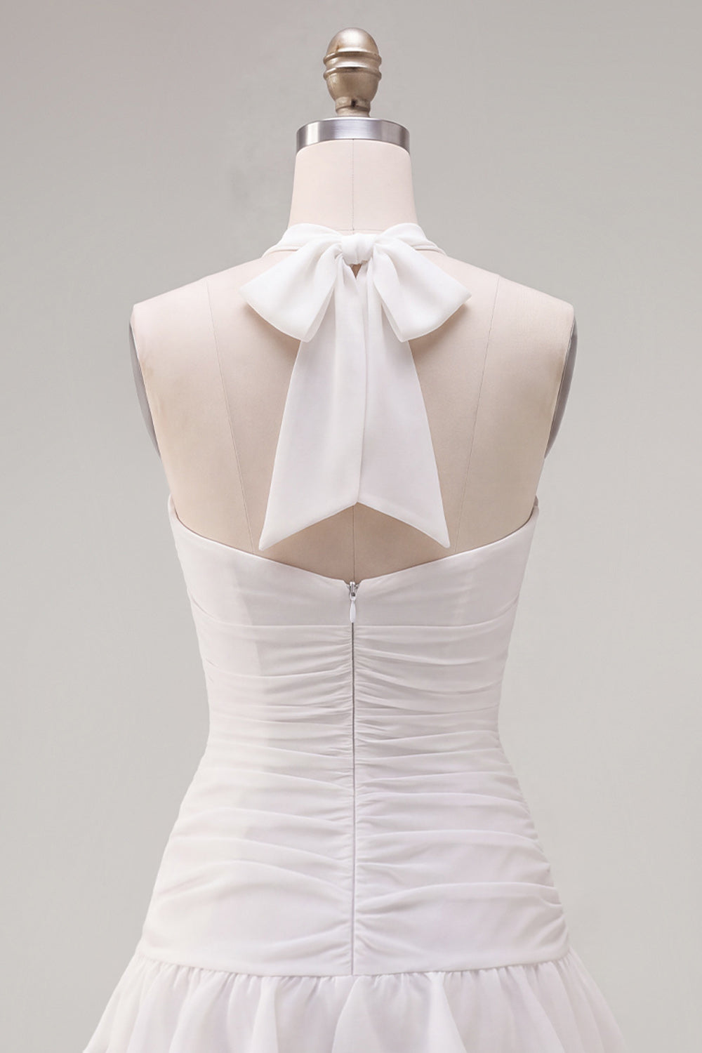 Pink Ruffled Halter Ruched Short Homecoming Dress with 3D Flower