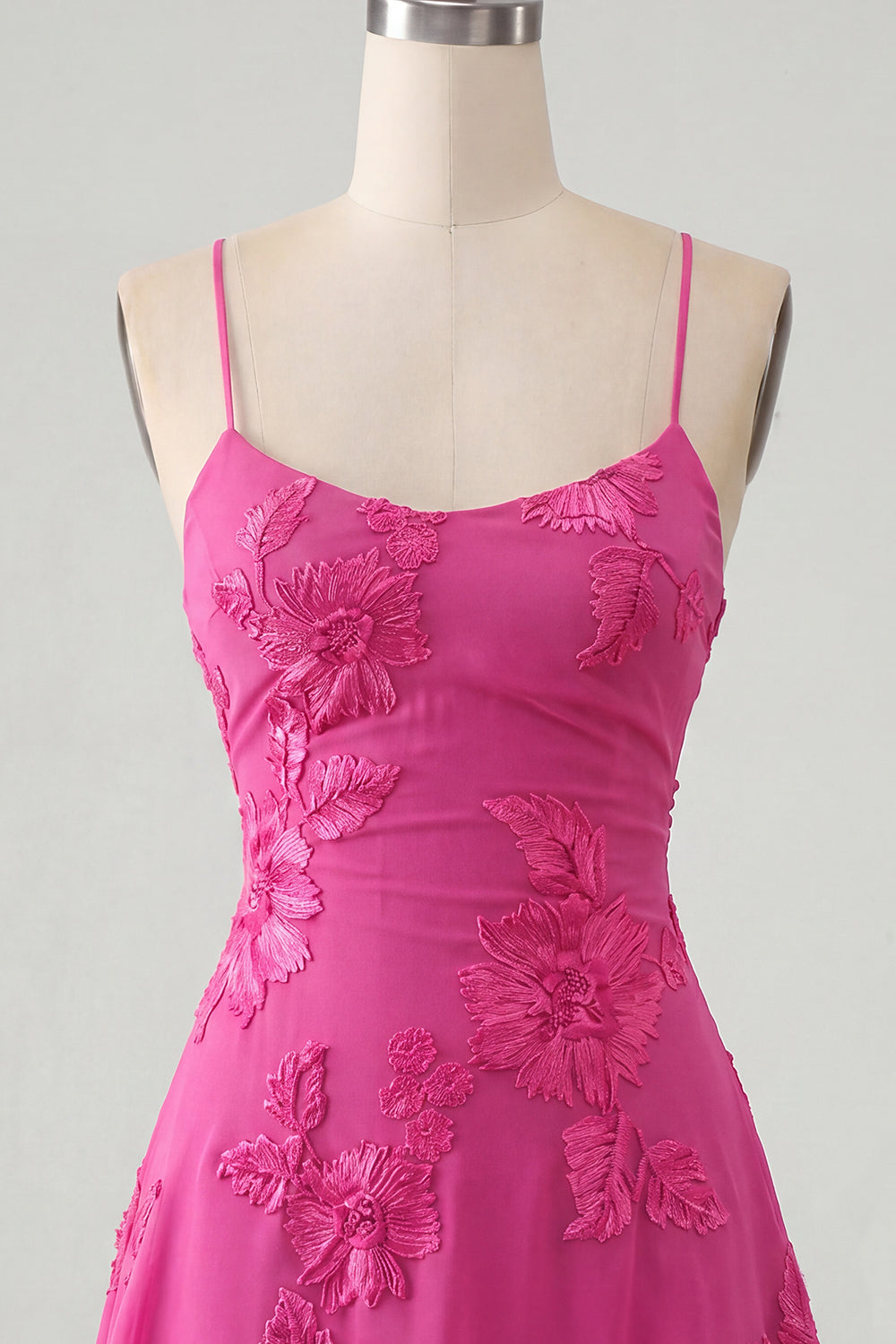 Floral Blue Spaghetti Straps A-Line Short Homecoming Dress