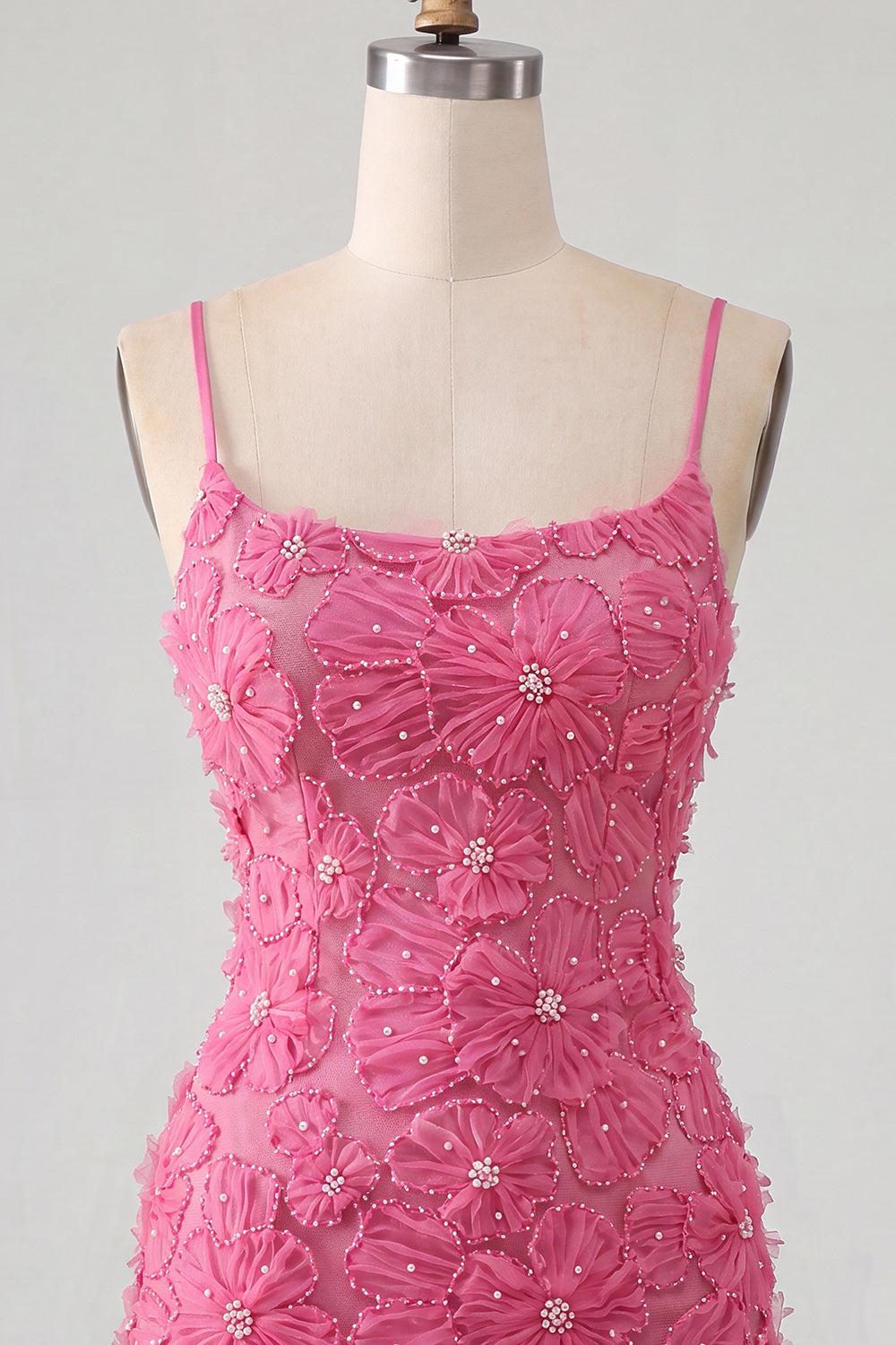 Blue Purple Floral Beaded Spaghetti Straps Tight Short Homecoming Dress