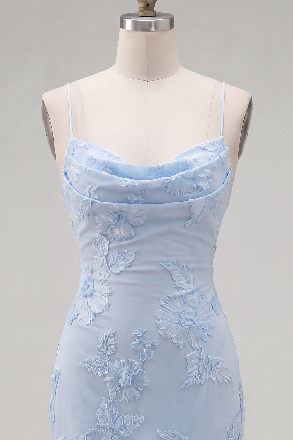 Pink Floral Cowl Neck Tight Short Homecoming Dress