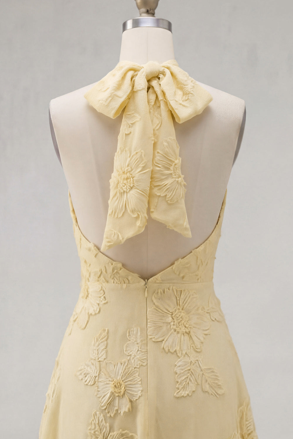 Floral Sage Green A-Line Halter Short Homecoming Dress with Bow