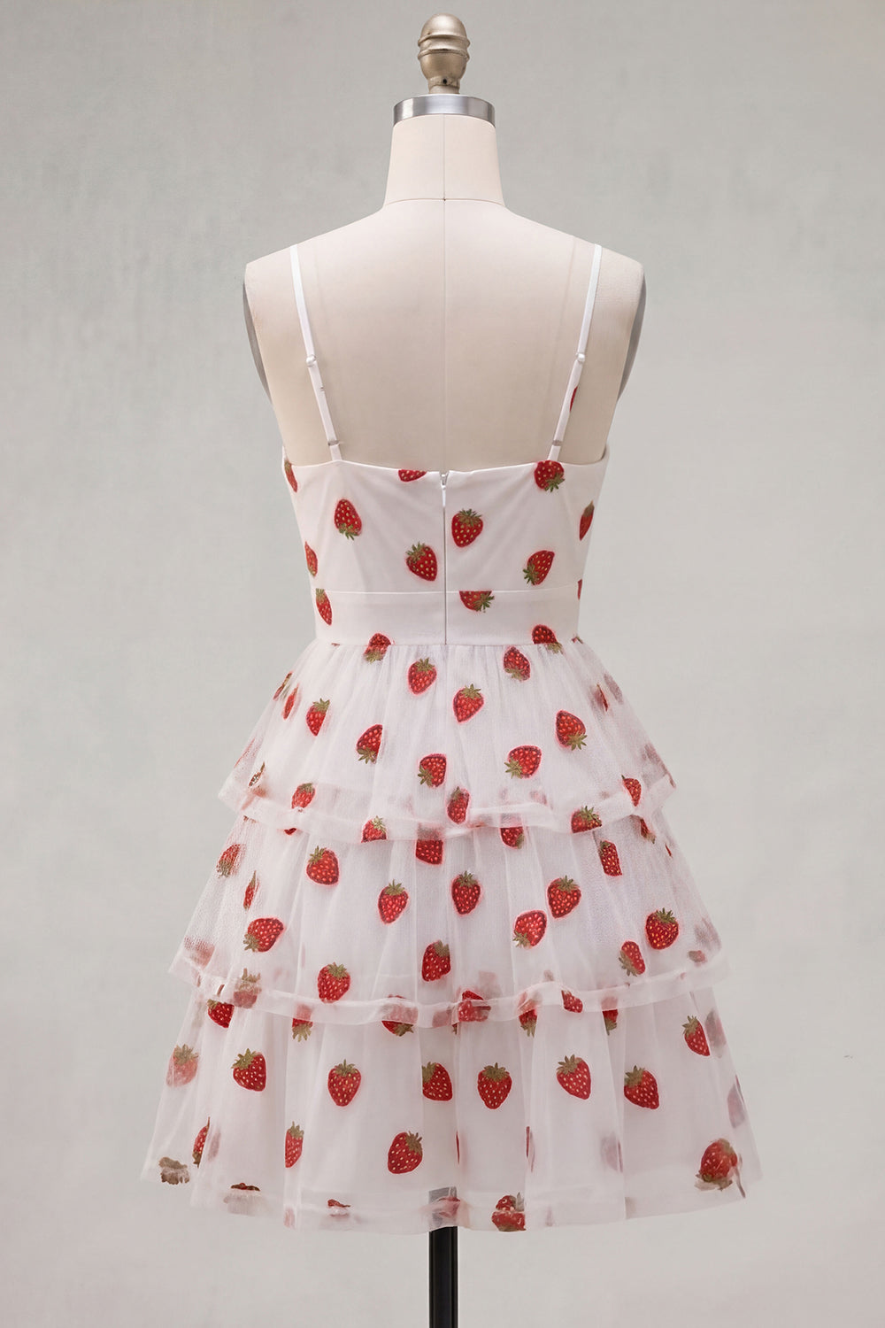 White Keyhole Printed A Line Ruched Tiered Short Homecoming Dress