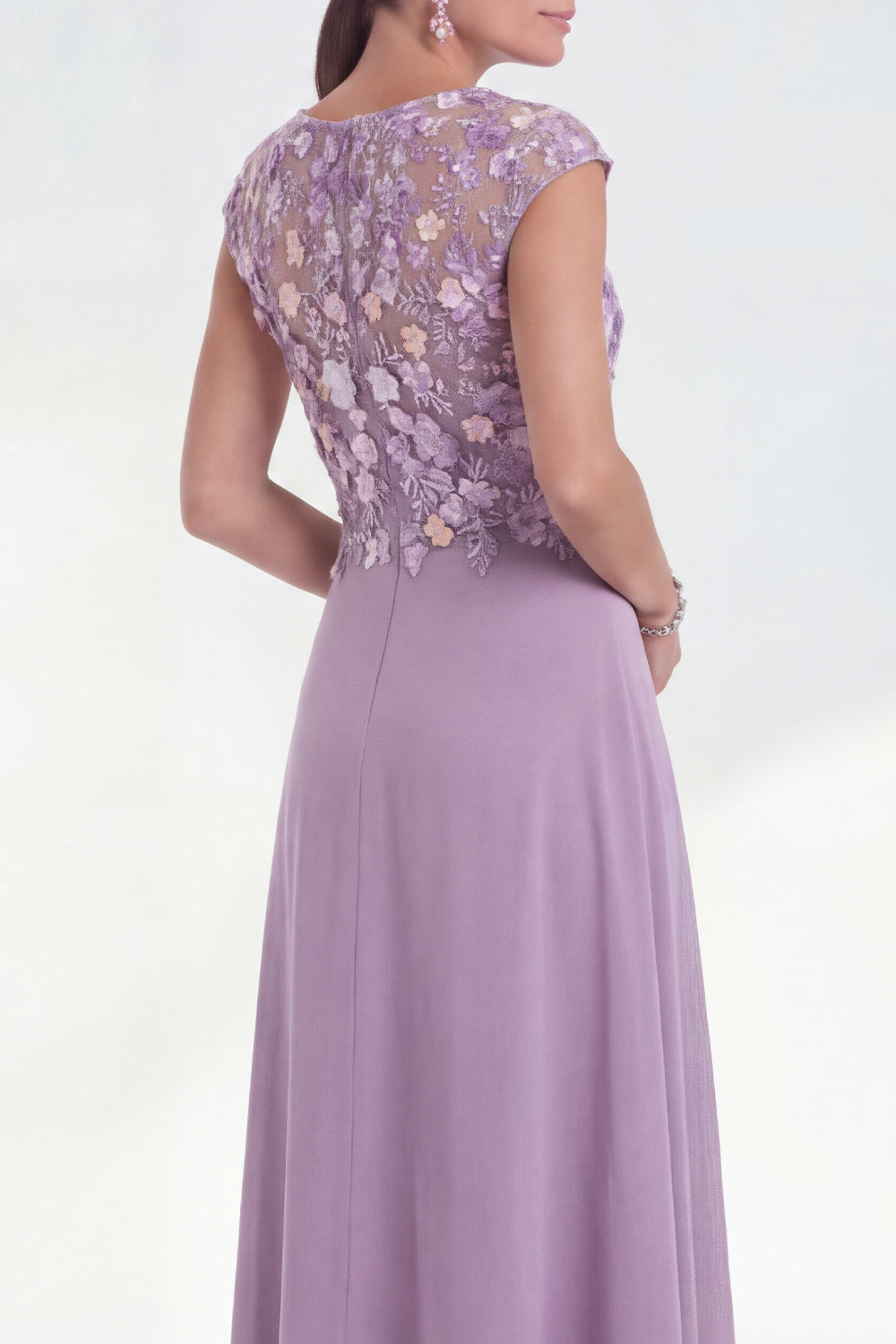 Pink A Line Round Neck Long Mother of the Bride Dress with 3D Flowers