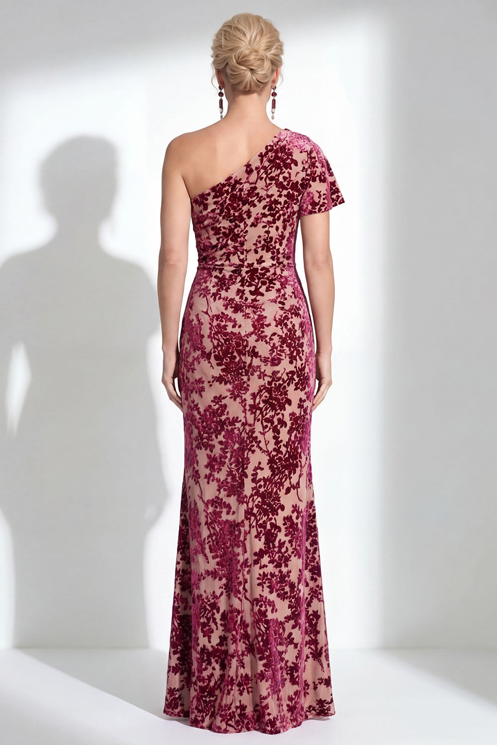 Black Floral One Shoulder Mermaid Long Mother of the Bride Dress