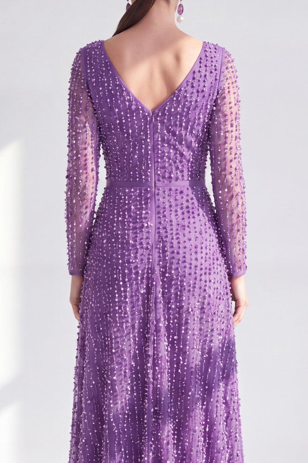 Sparkly Blue A Line Beaded Long Mother Of the Bride Dress