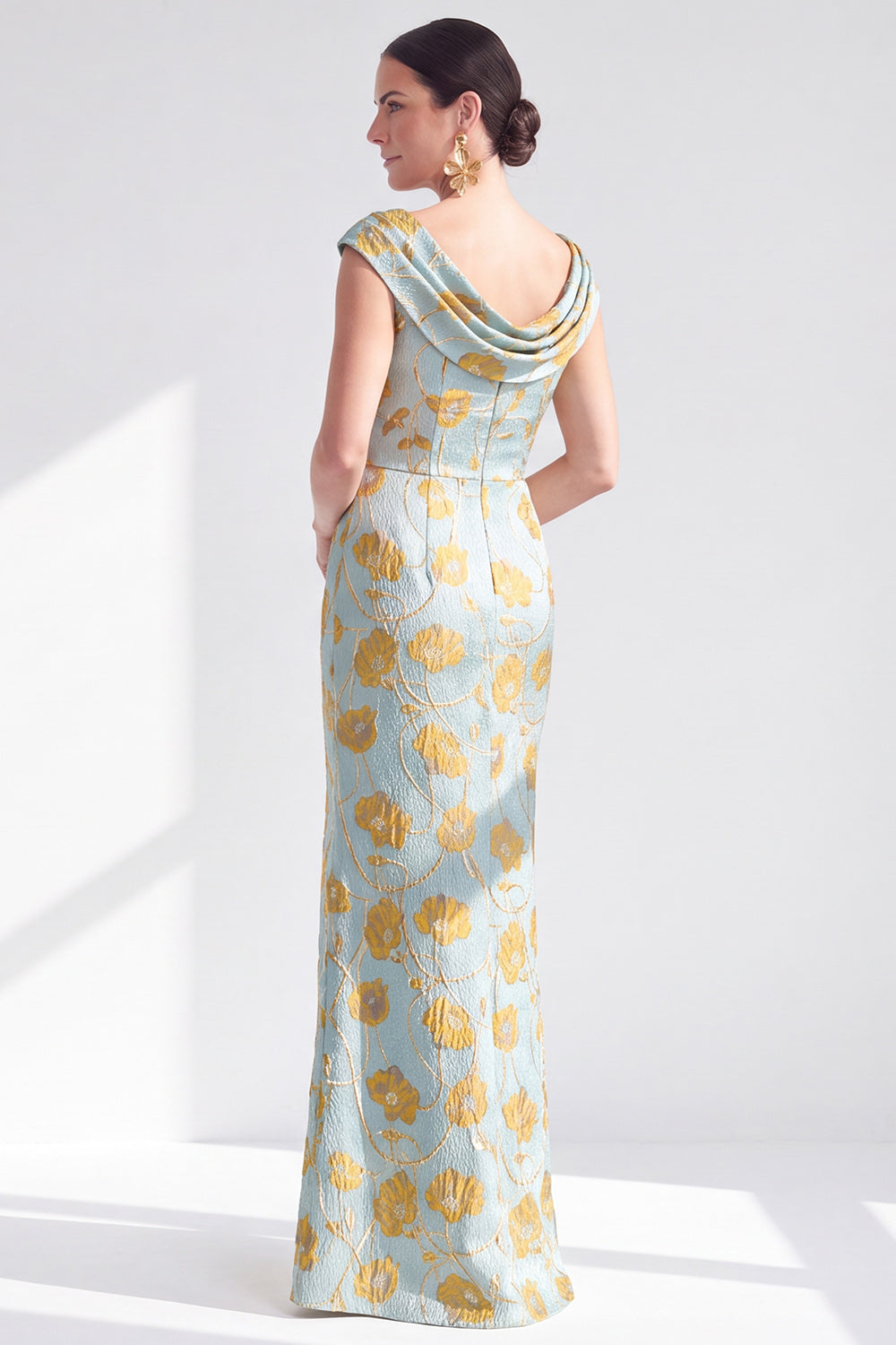 Dusty Green Floral Mermaid Long Mother of the Bride Dress with Slit
