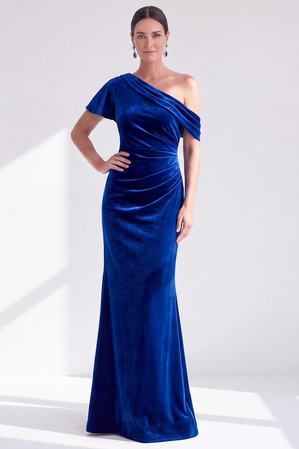 Dark Green Mermaid Velvet Long Mother of the Bride Dress with Sleeve