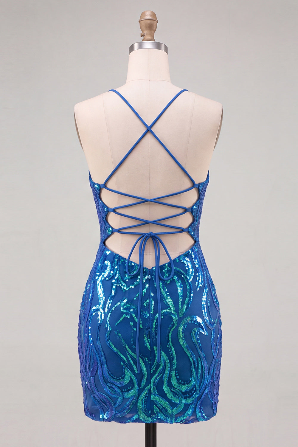 Sparkly Gold Sequin V-Neck Tight Short Homecoming Dress