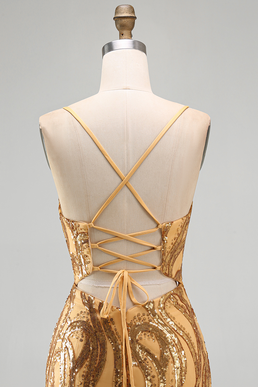Sparkly Gold Sequin V-Neck Tight Short Homecoming Dress