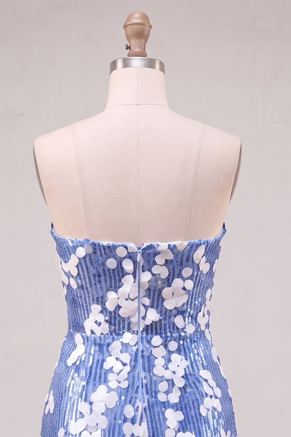 Sparkly Blue Strapless Sequin Short Homecoming Dress with Ruffles