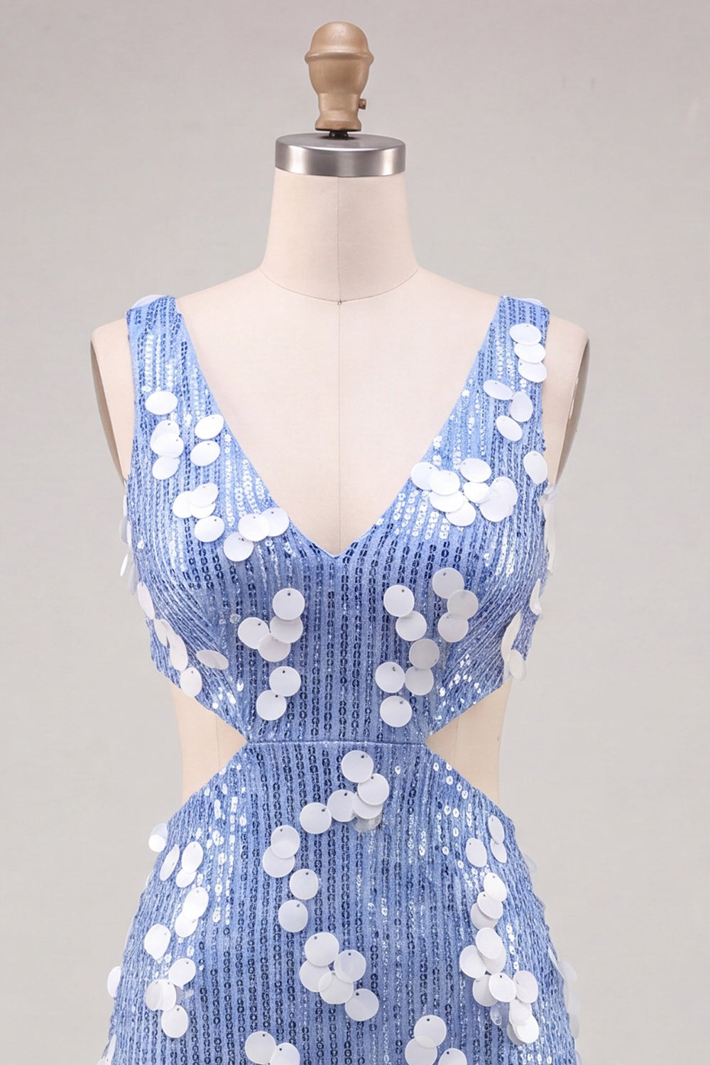 Sparkly Cut Out Blue Sequin Tight Short Homecoming Dress