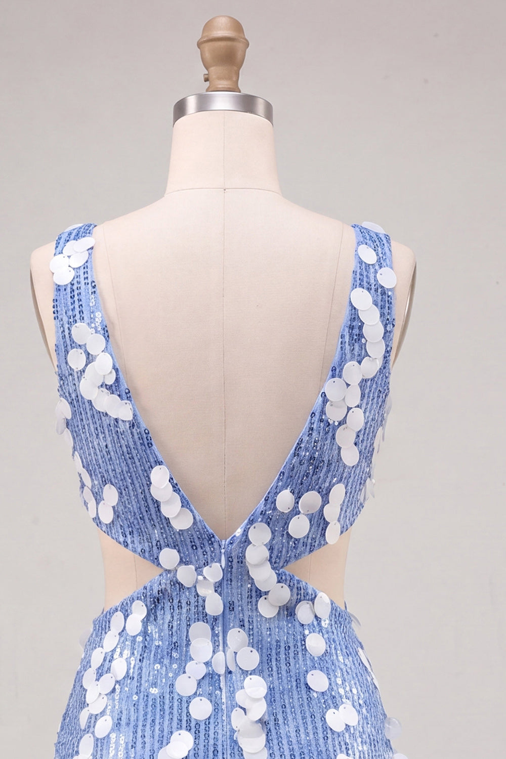 Sparkly Cut Out Blue Sequin Tight Short Homecoming Dress