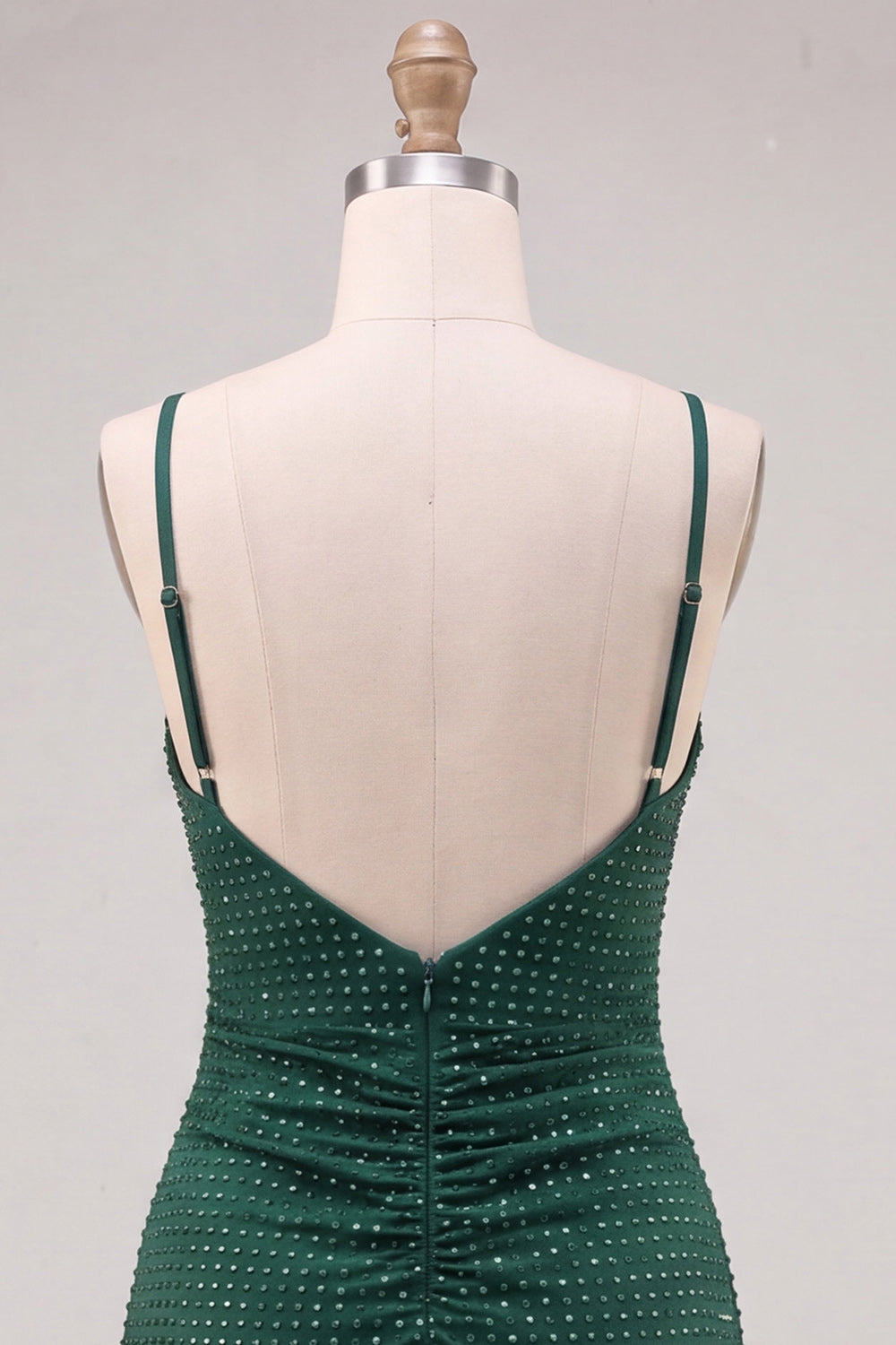 Sparkly Beaded Dark Green Short Tight Homecoming Dress with Slit