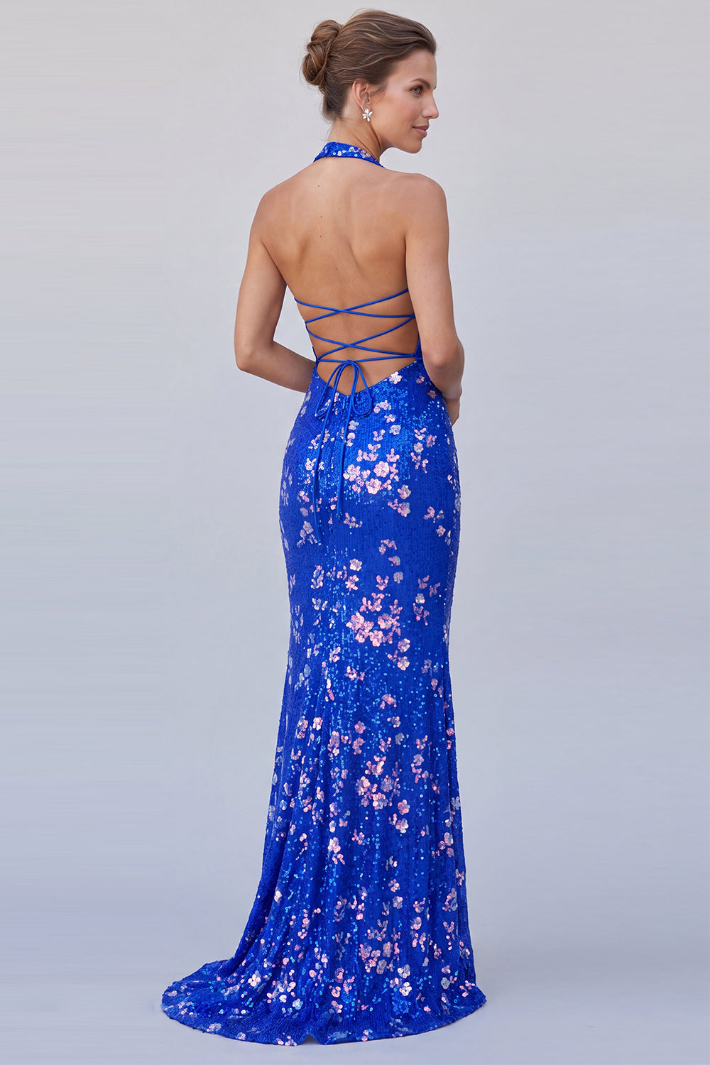 Royal Blue Sparkly Sequin Mermaid Beaded Long Formal Dress