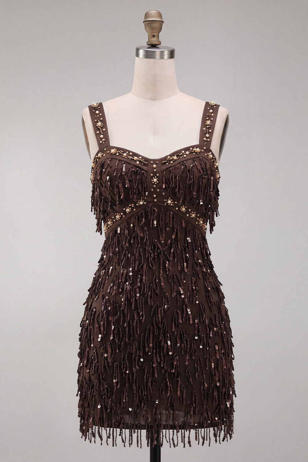 Fringed Yellow Tight Thick Straps Short Homecoming Dress with Beading