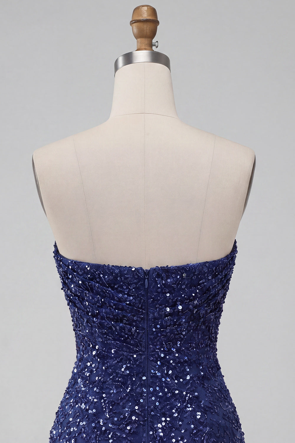 Champagne Sparkly Tight Ruched Sequin Strapless Short Homecoming Dress