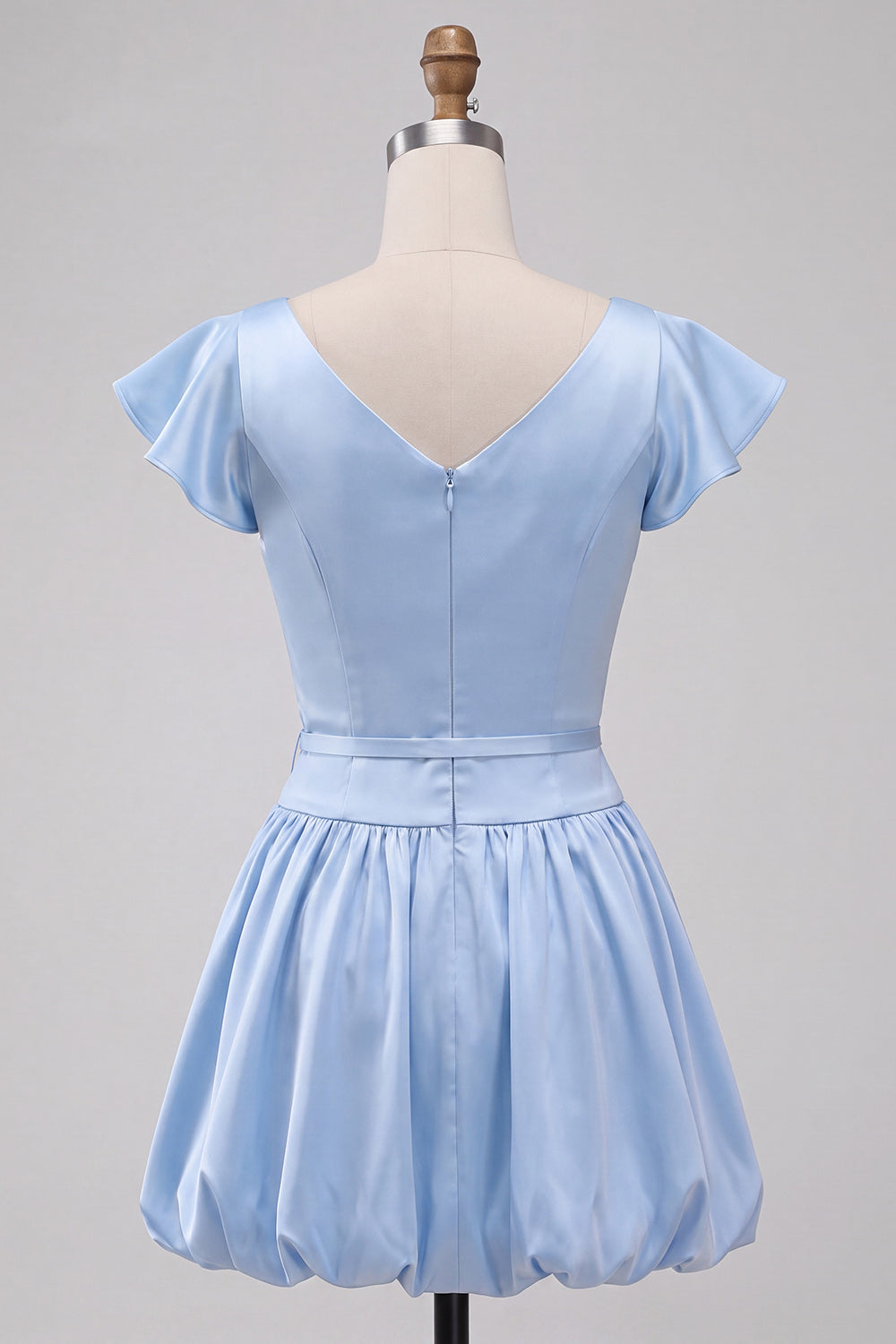 Pink Cap Sleeves Satin A-Line Short Homecoming Dress with Bow