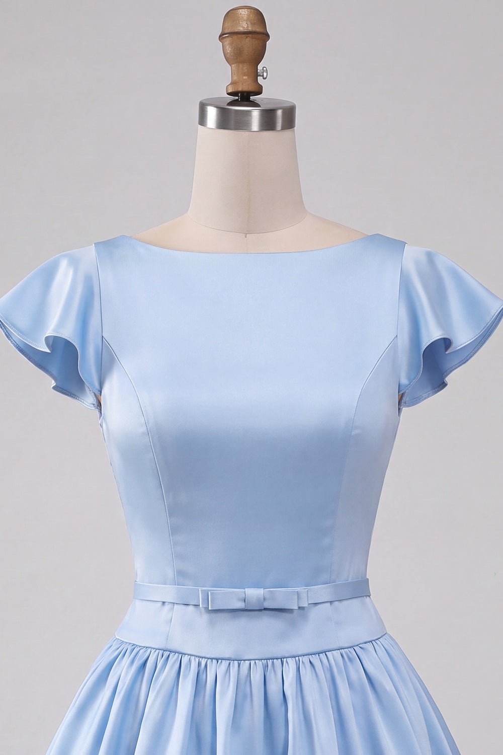 Pink Cap Sleeves Satin A-Line Short Homecoming Dress with Bow