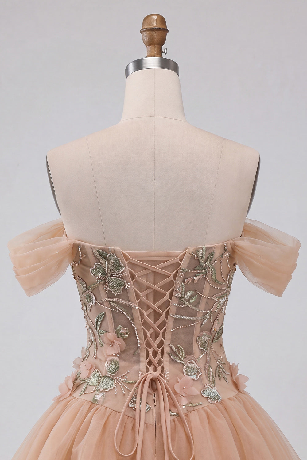 Floral Corset Light Pink A Line Beaded Short Homecoming Dress