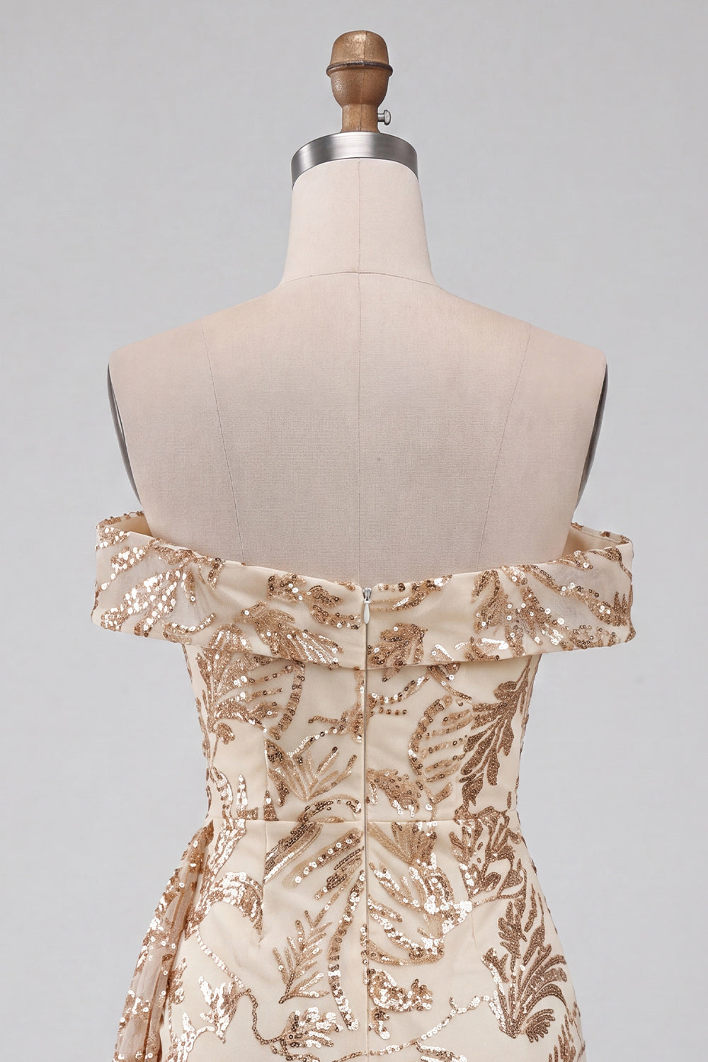 Sparkly Champagne Floral Sequins Tight Short Homecoming Dress