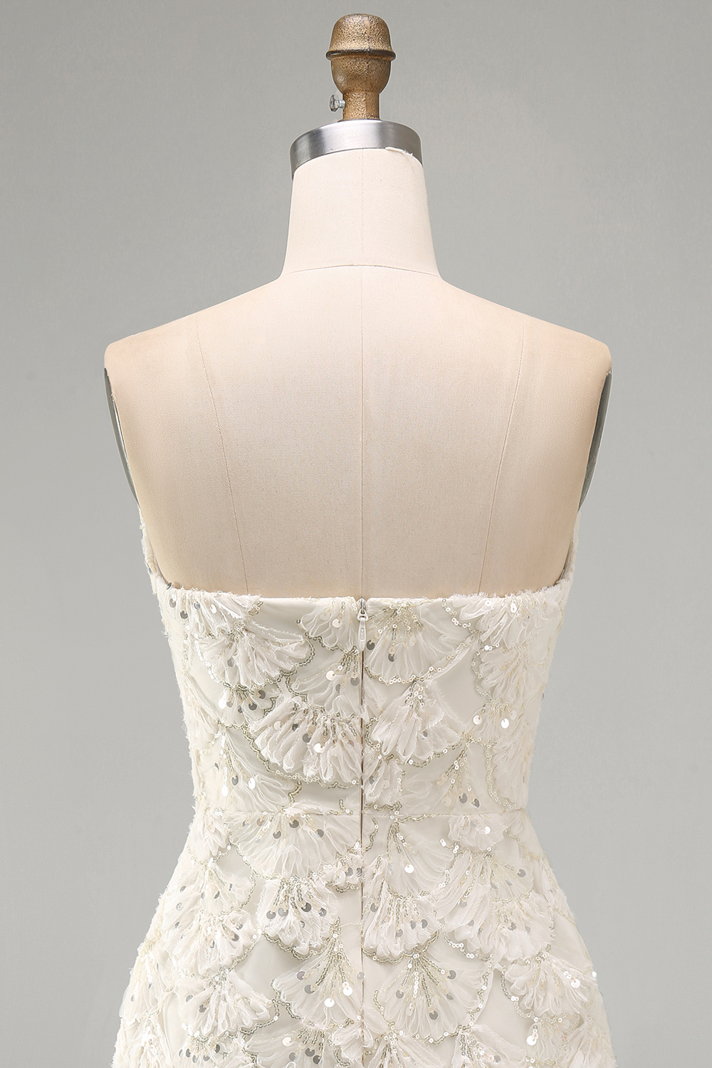Floral Sparkly Sequin Ivory Sweetheart Short Tight Homecoming Dress