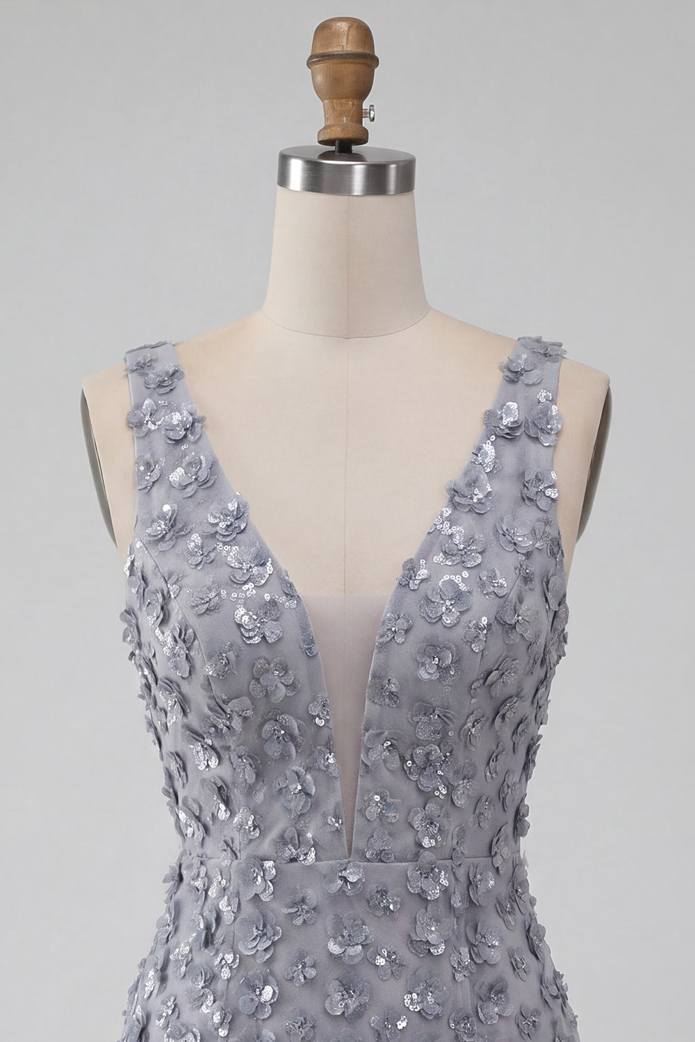 Floral Sparkly Dusty Lavender Tight Short Sequin Homecoming Dress with Feather