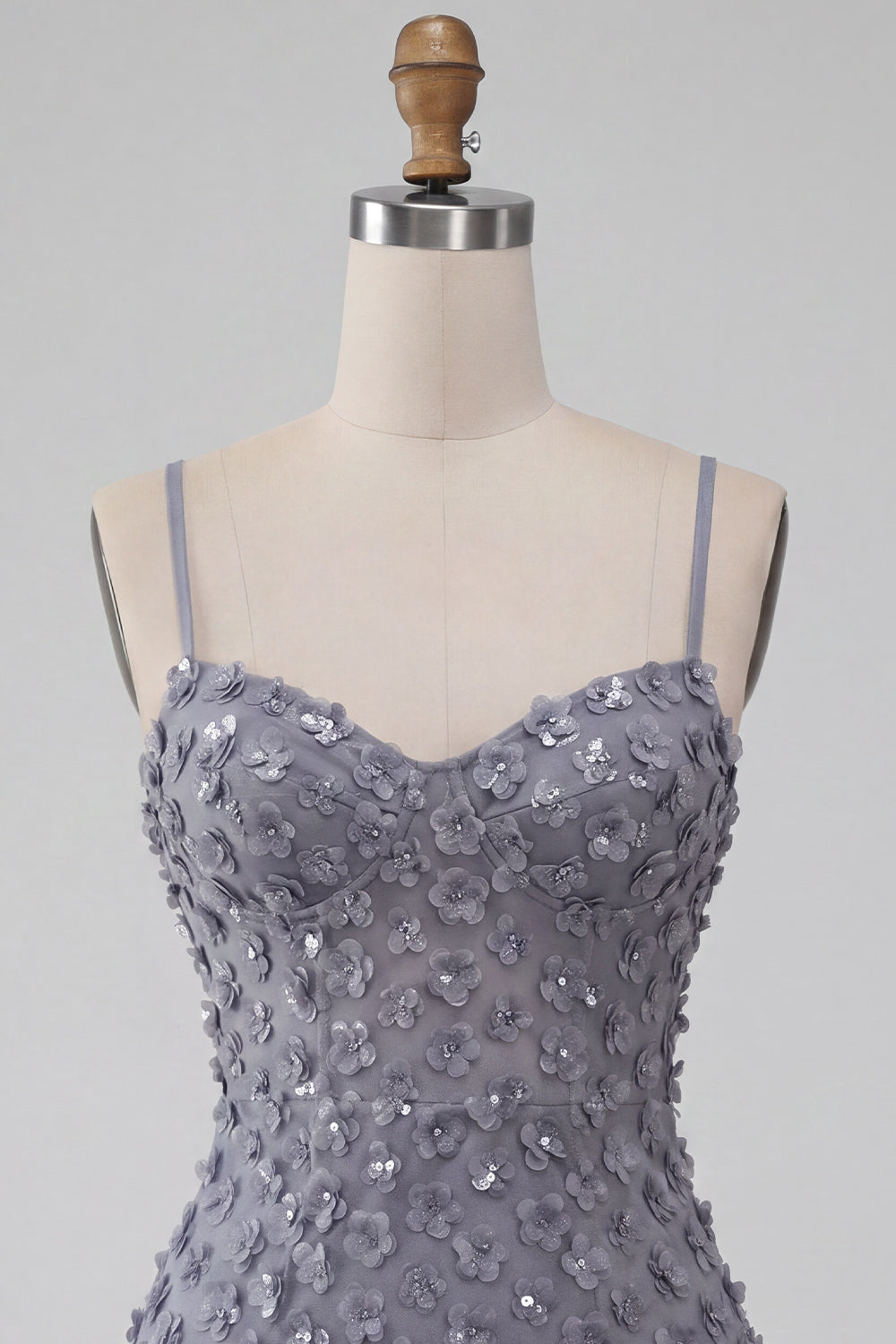 Floral Sparkly Dusty Lavender Sequin Tight Short Homecoming Dress with Ruffles
