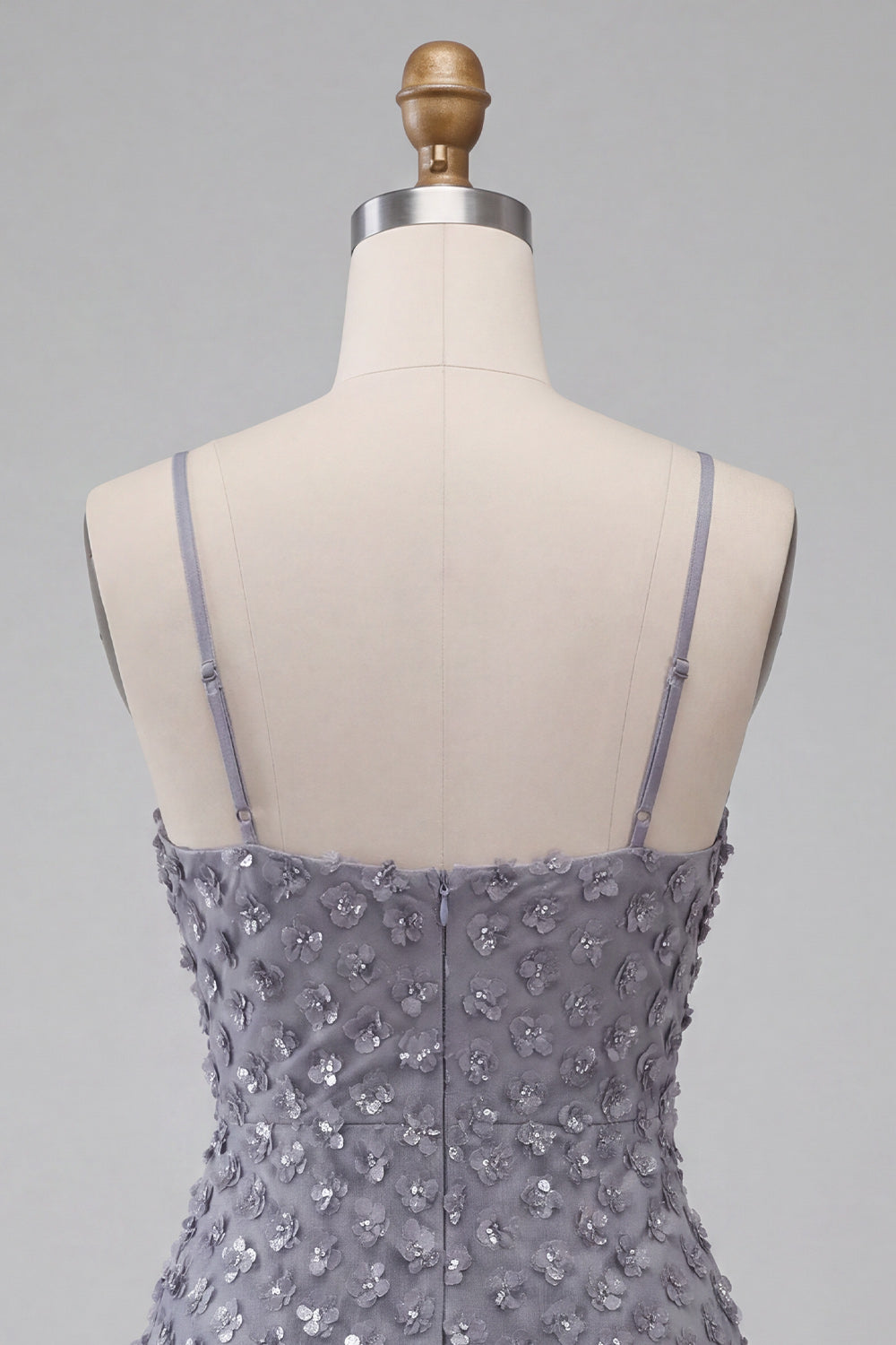 Floral Sparkly Dusty Lavender Sequin Tight Short Homecoming Dress with Ruffles
