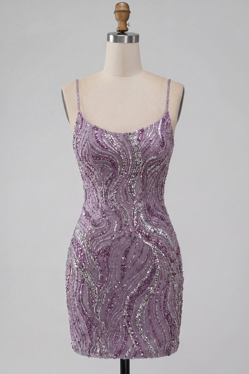 Sparkly Lilac Beaded Tight Short Homecoming Dress