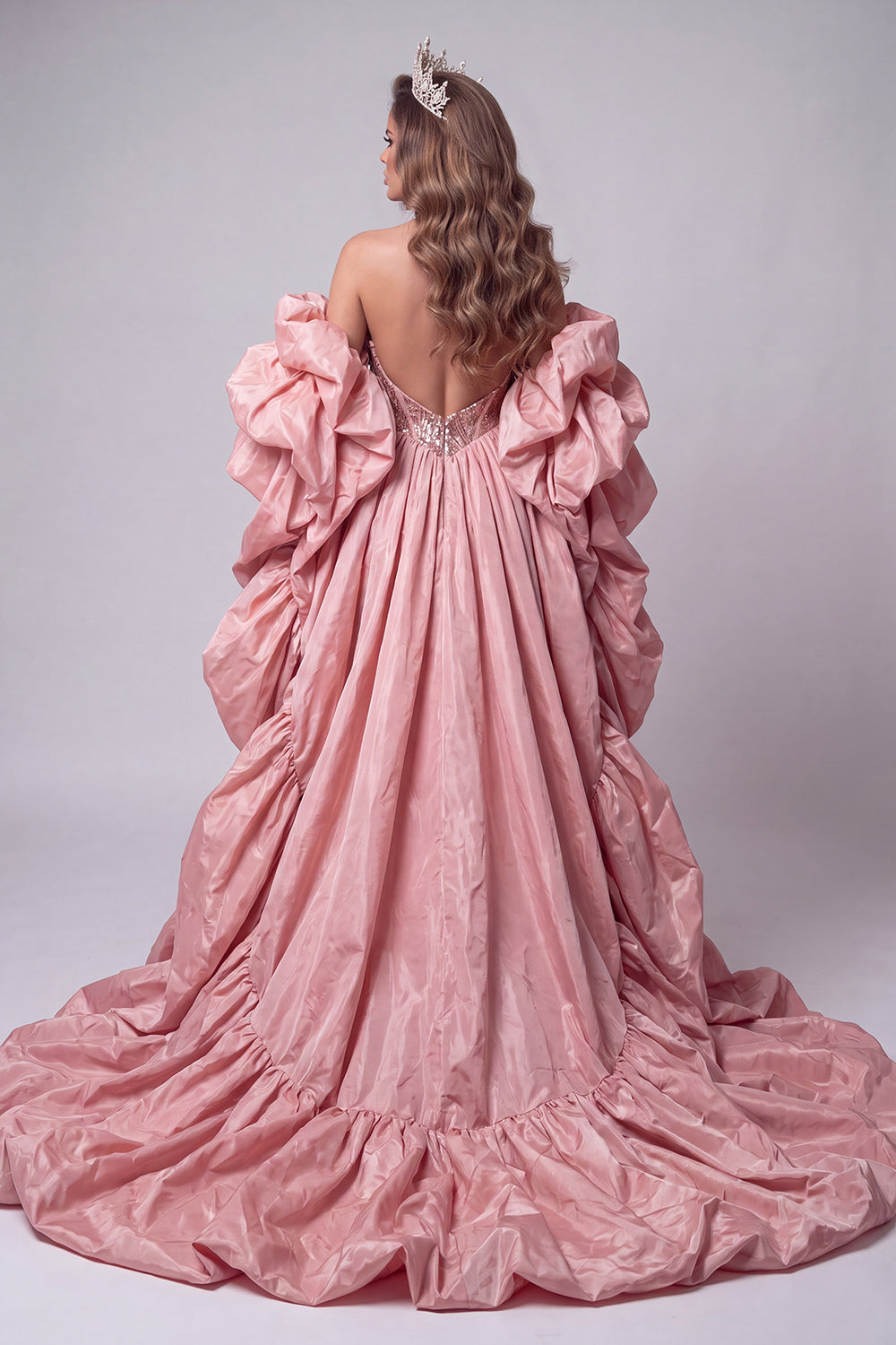 Sparkly Sequin Pink Corset Mermaid Long Pageant Dress with Cape