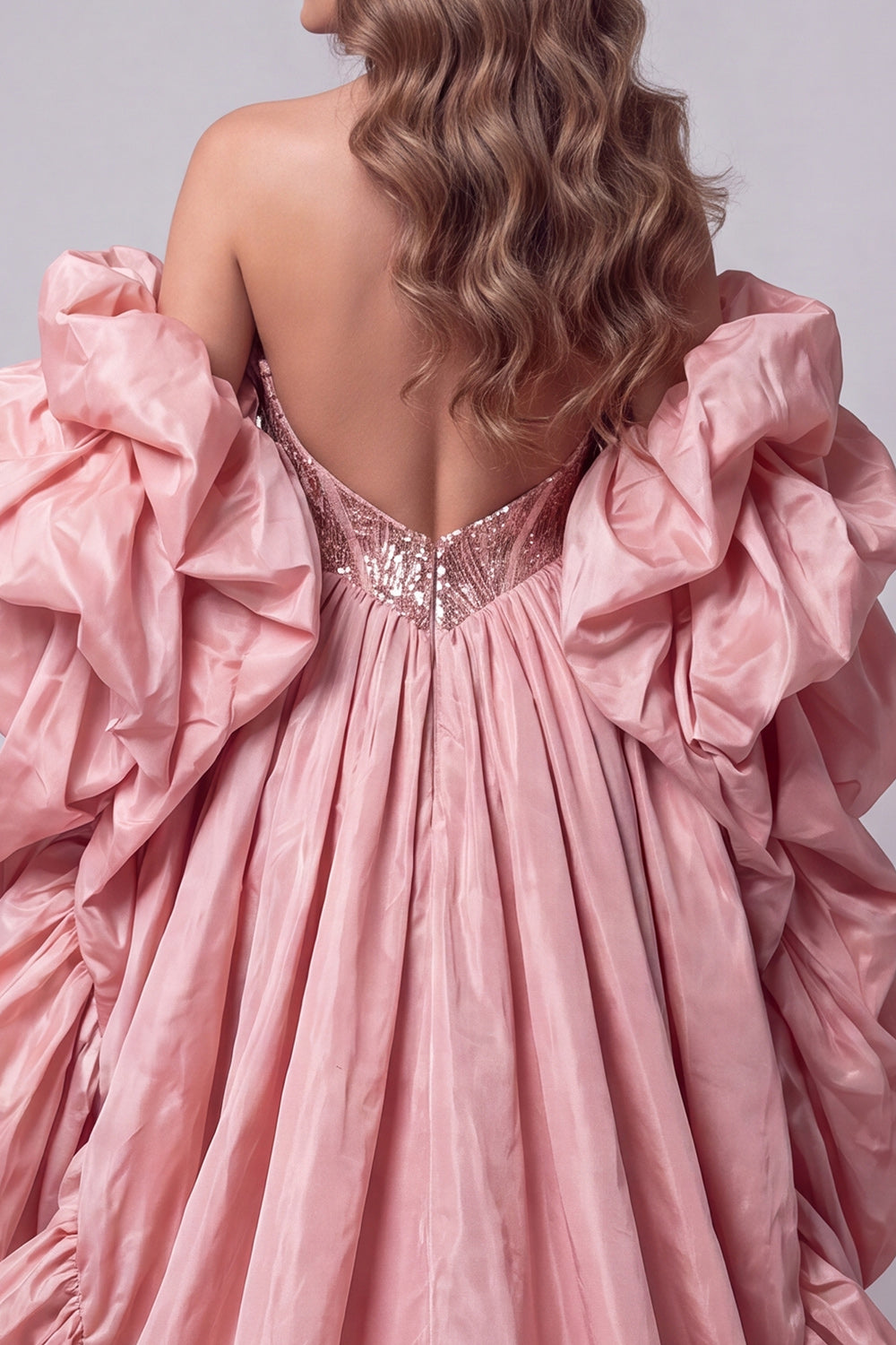 Sparkly Sequin Pink Corset Mermaid Long Pageant Dress with Cape