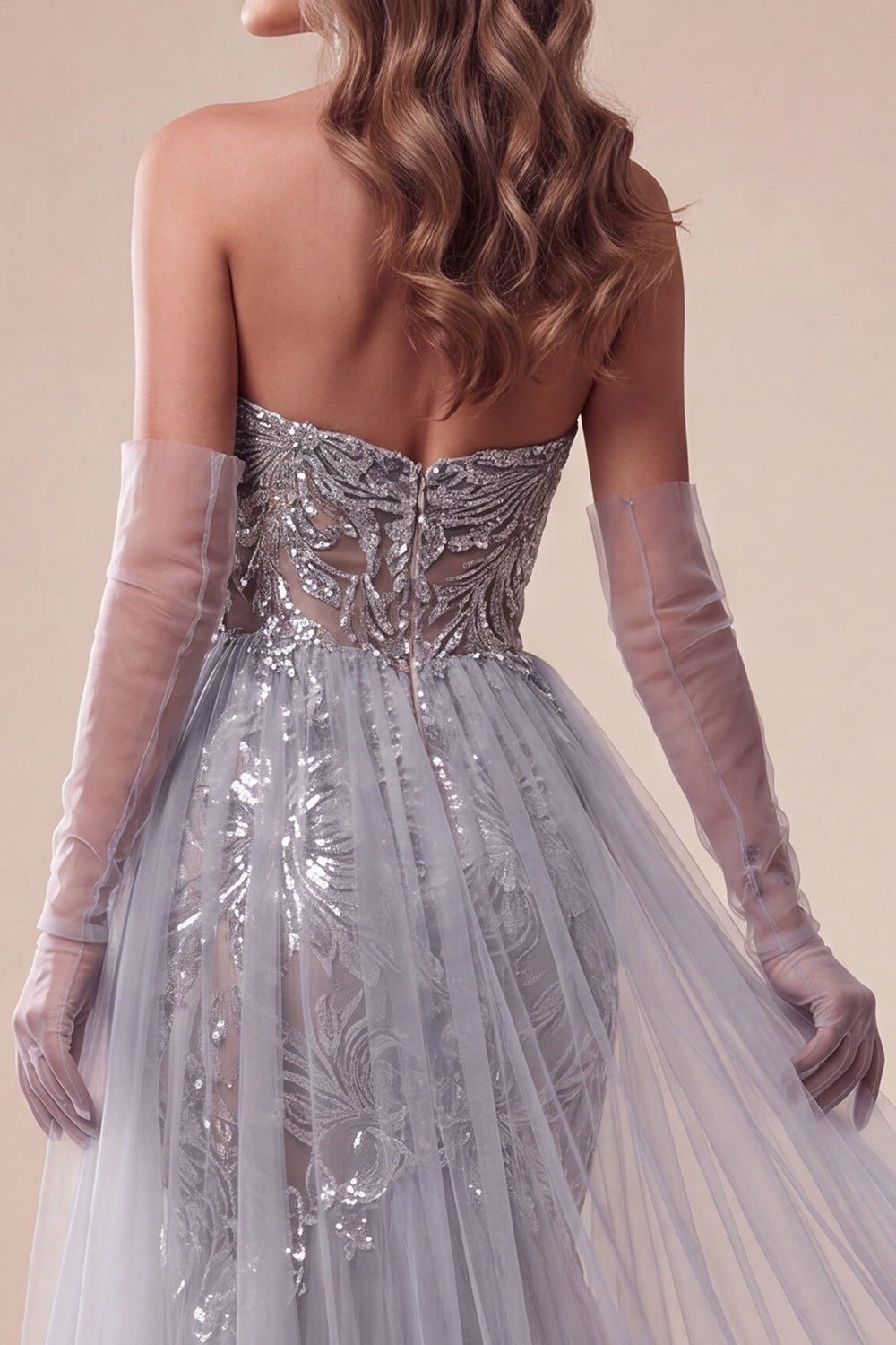 Sparkly Sequin Floral Dusty Blue Mermaid Long Pageant Dress with Cape