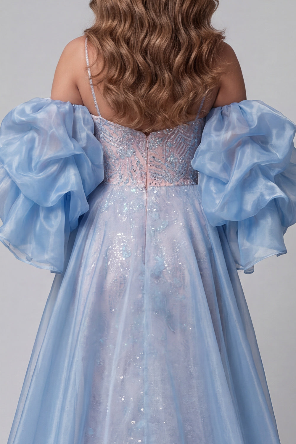 Floral Sparkly Blue and Pink Mermaid Long Pageant Dress with Cape
