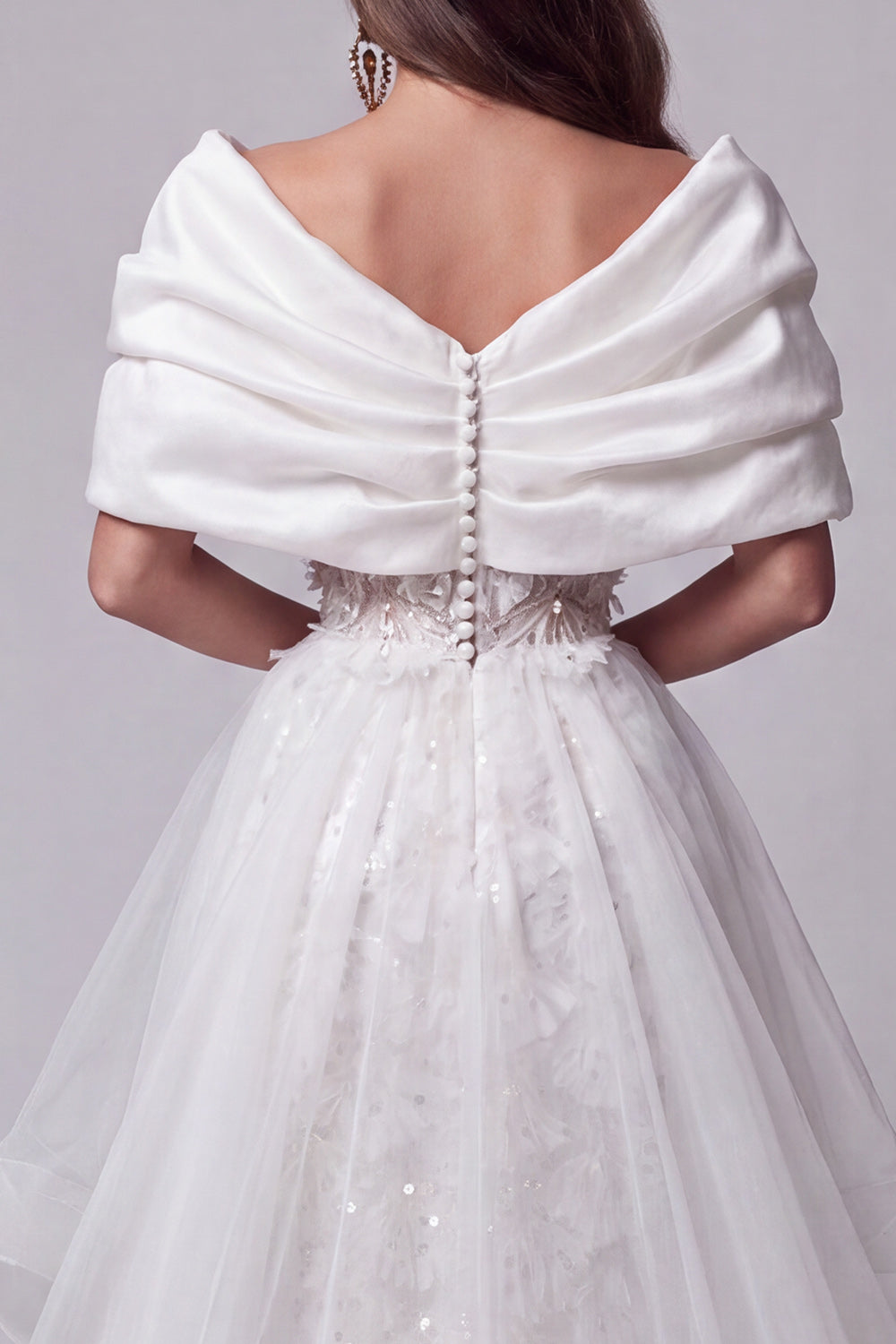 Sparkly White Sequin Floral Mermaid Long Pageant Dress with Cape
