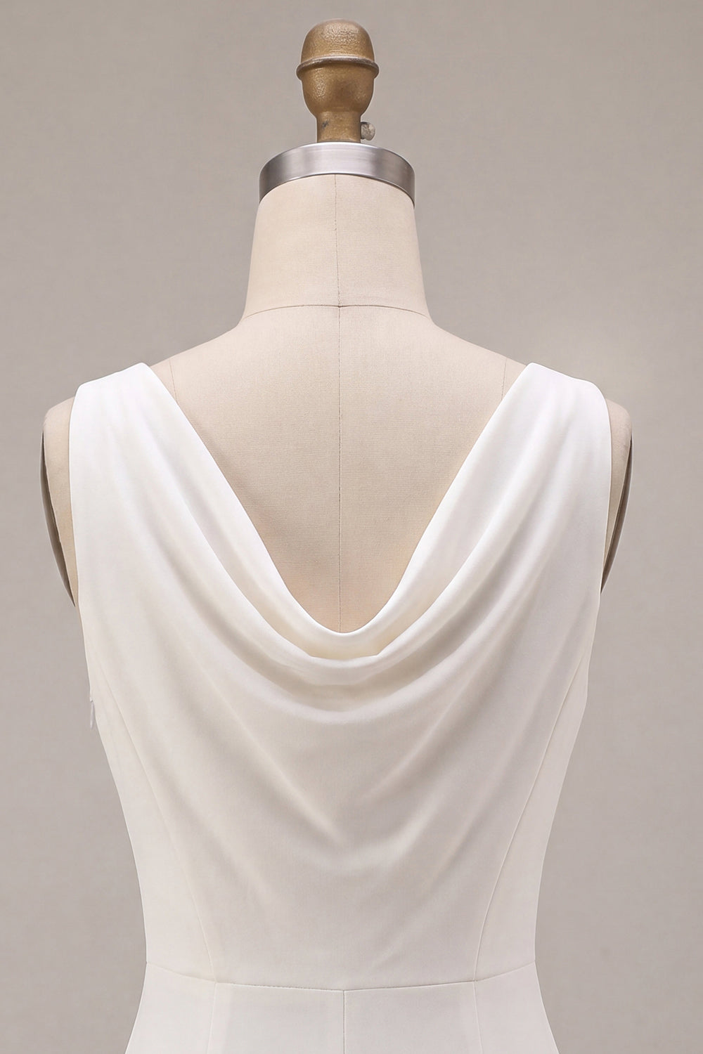 White Satin Sheath Simple Cowl Neck Maxi Engagement Dress