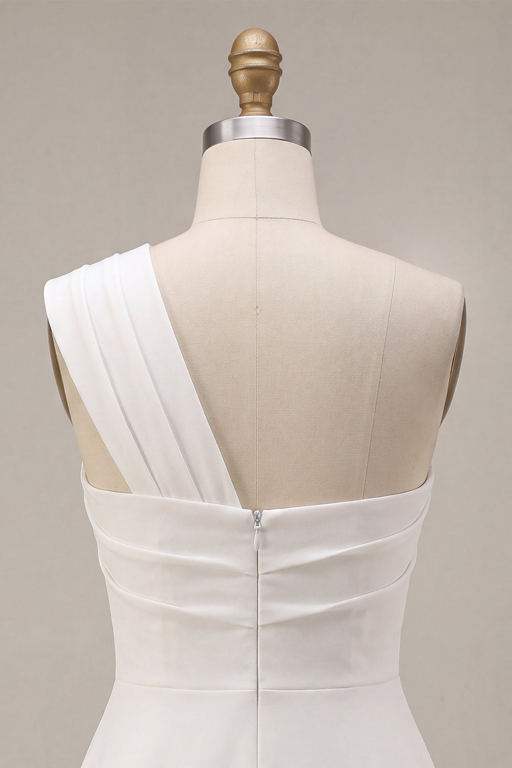 White Ruched A Line One Shoulder Mini Engagement Dress
