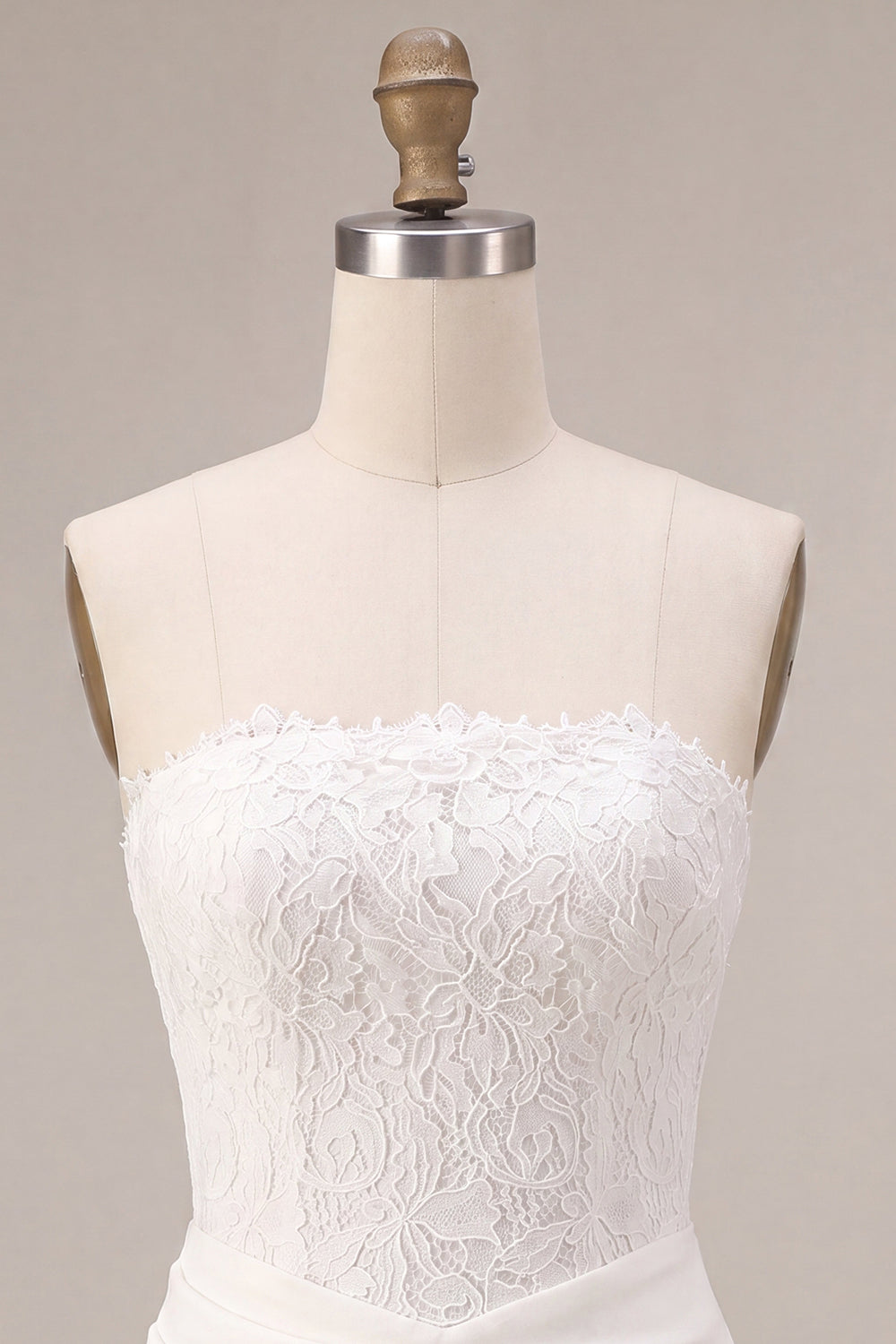 White Lace Corset Strapless Ruched Tight Short Engagement Dress