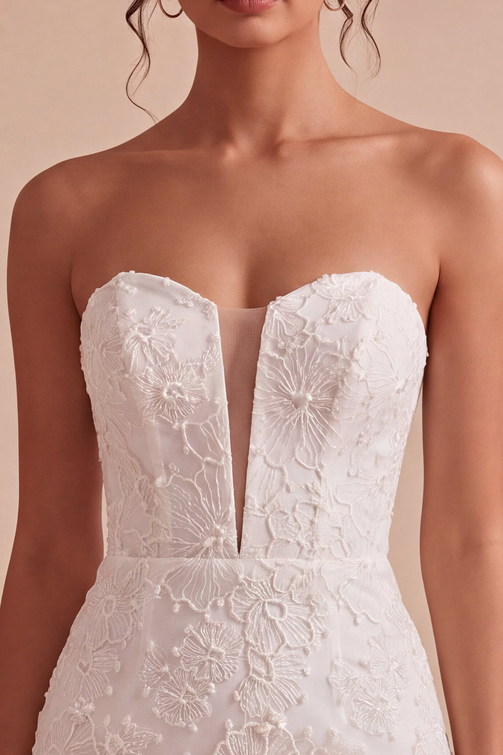 White Corset Lace Floral Sweetheart Tight Short Engagement Dress