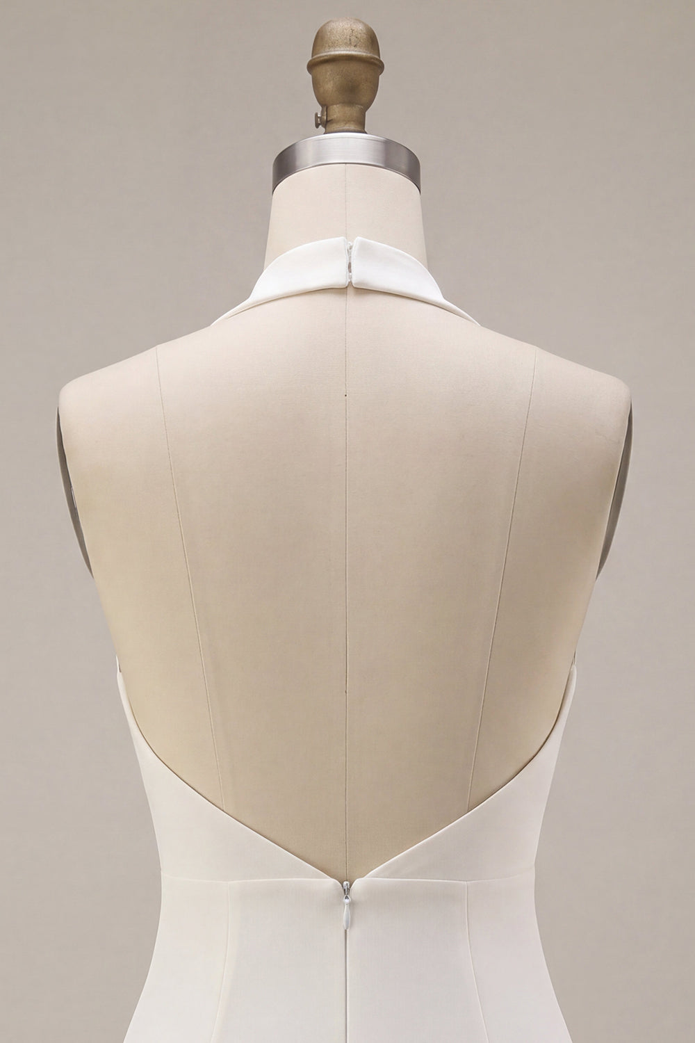 White Halter Tight Cowl Neck Short Engagement Dress with Sash