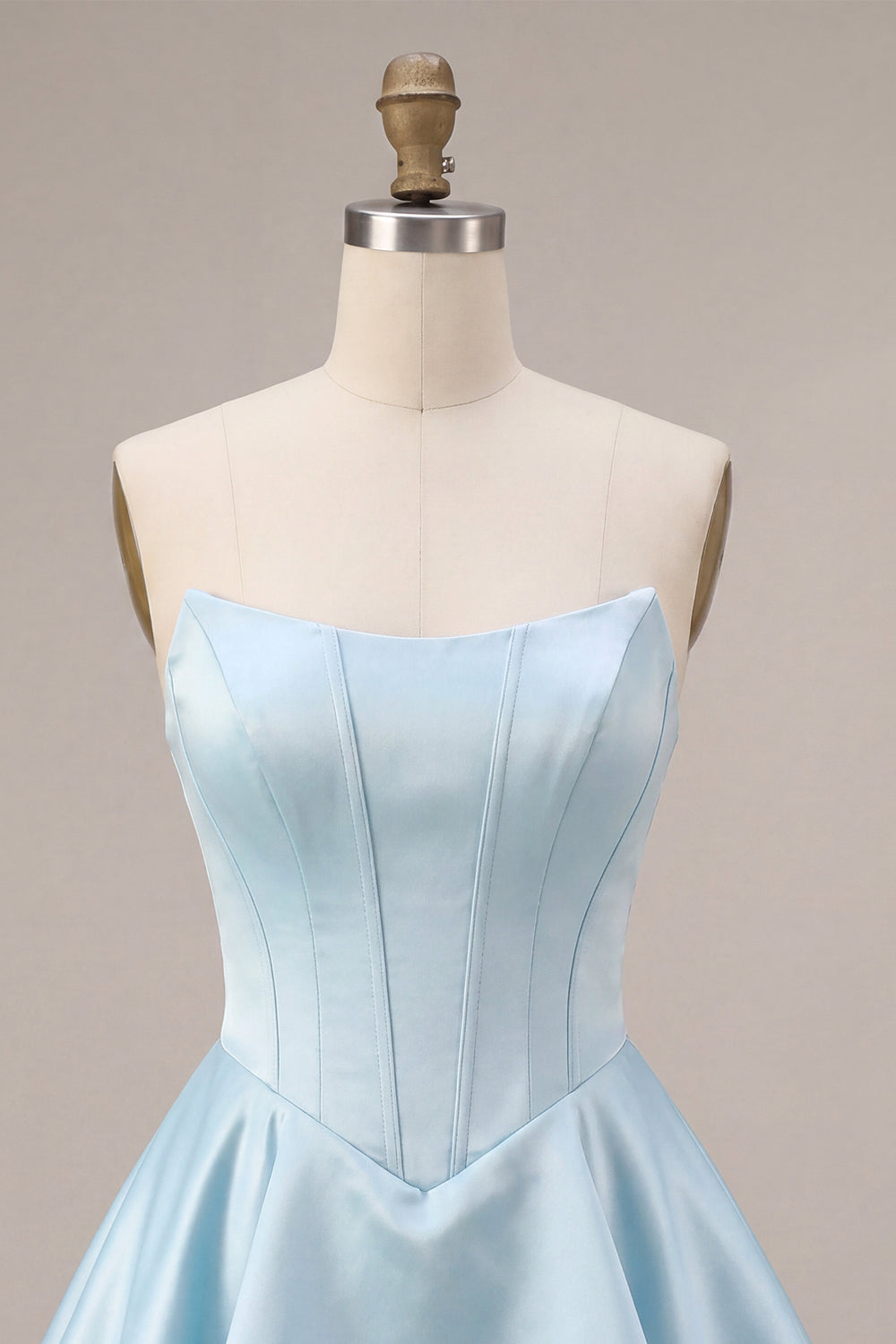 Corset Satin Ruffled Sky Blue A Line Short Homecoming Dress