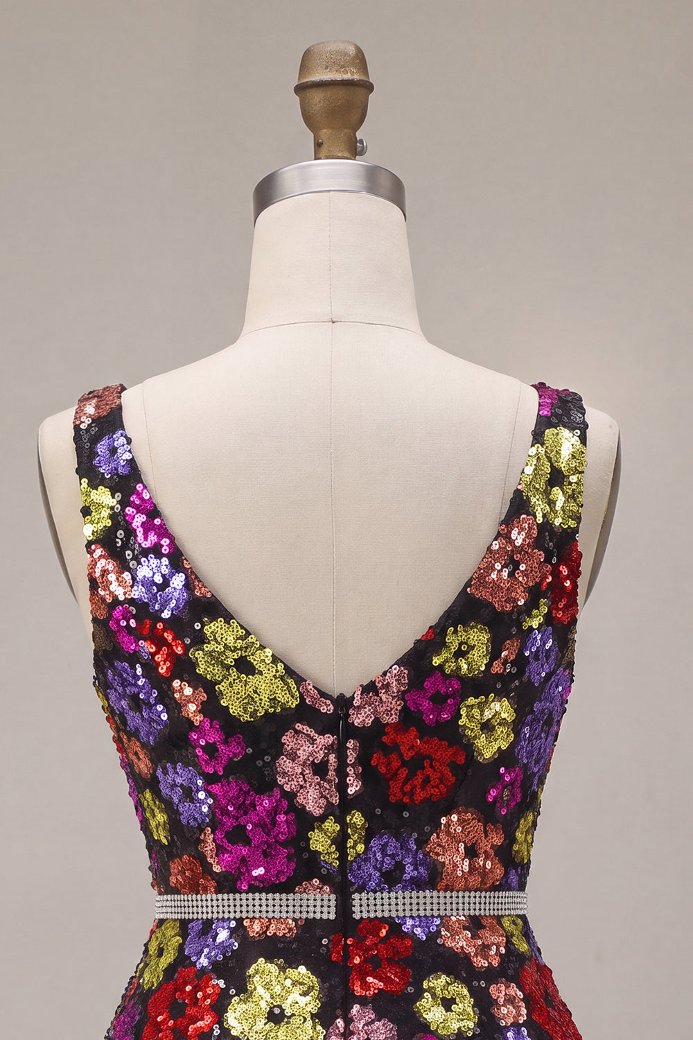 Black Floral Sparkly Sequin A Line Short Homecoming Dress