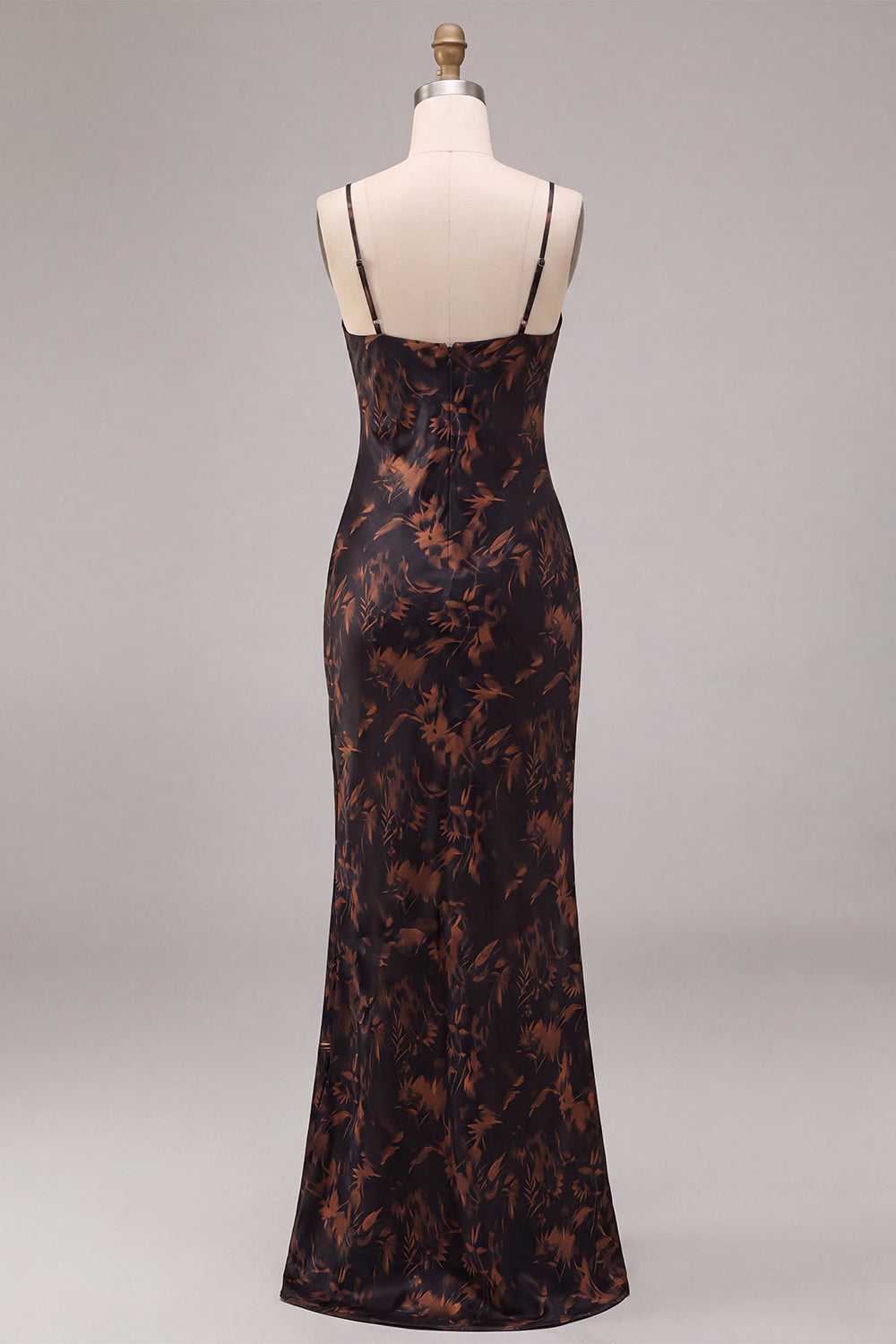 Black Cowl Neck Floral Mermaid Long Formal Dress