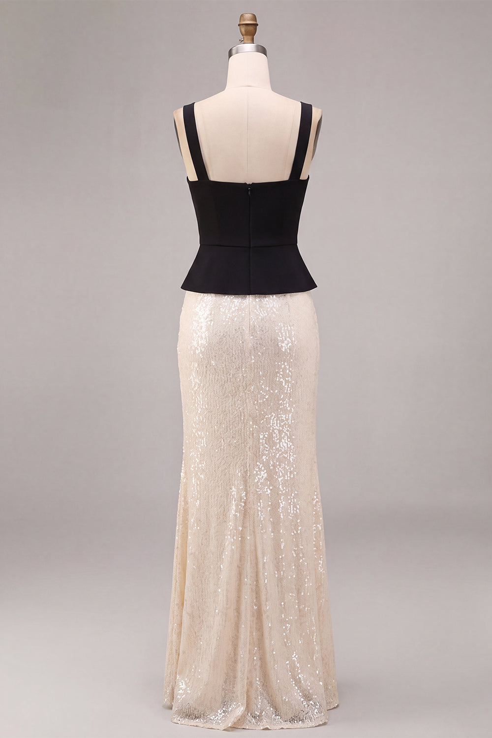 Black and White Sparkly Mermaid Sequin Long Formal Dress