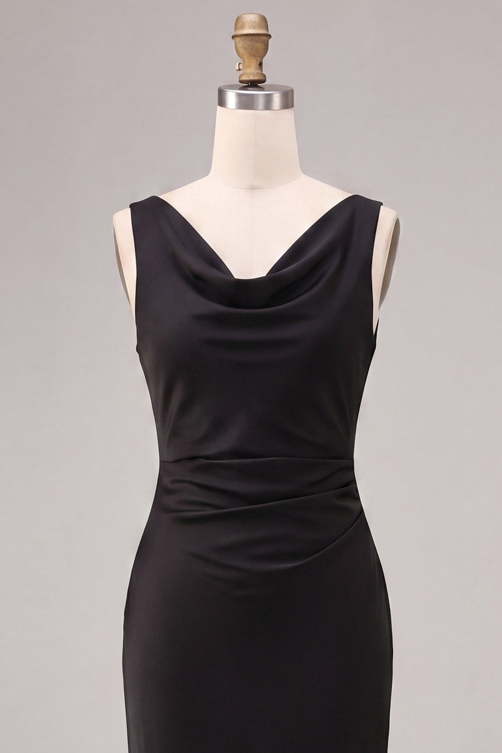 Black Mermaid Simple Cowl Neck Long Formal Dress