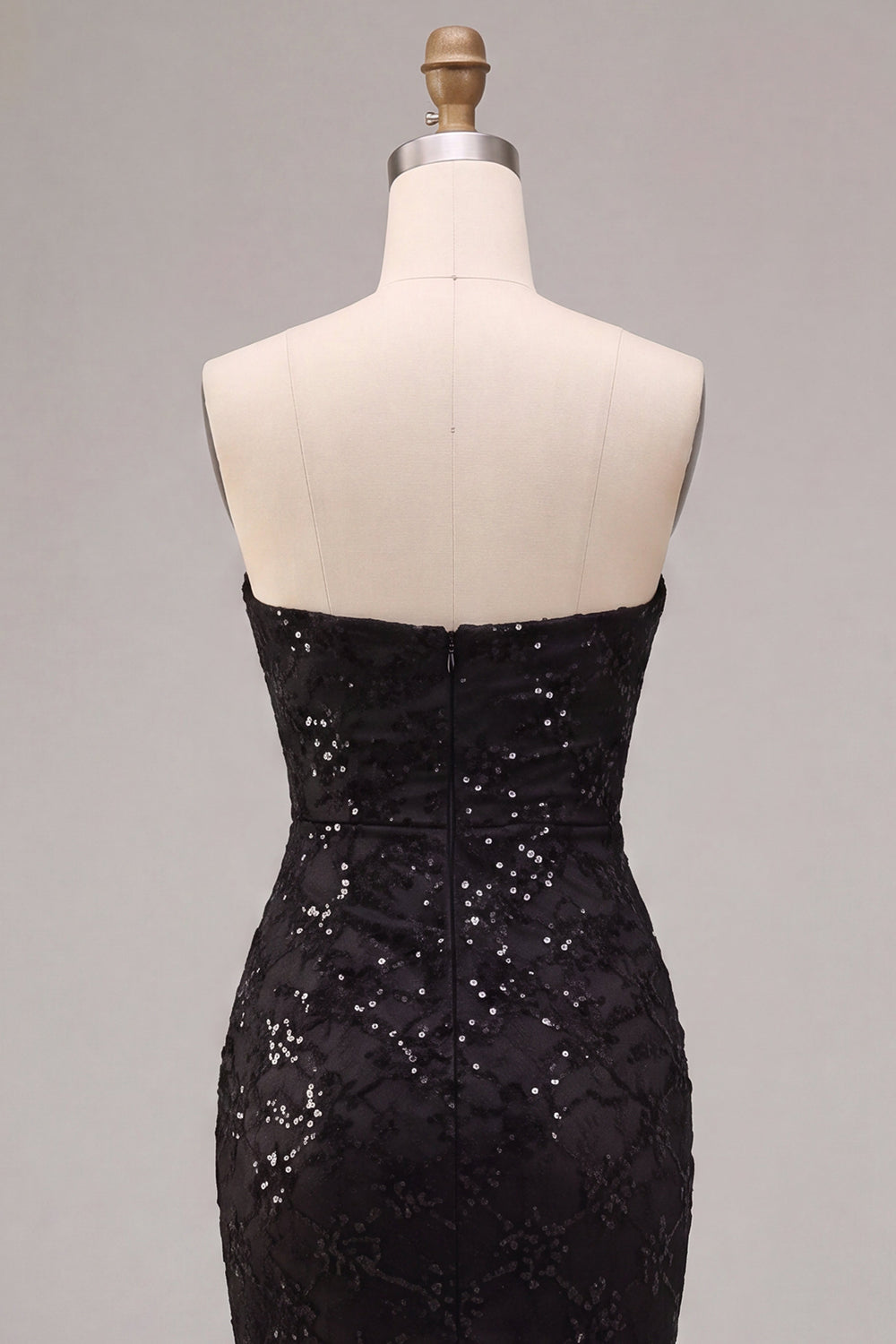 Black Sparkly Sequin Mermaid Strapless Long Formal Dress