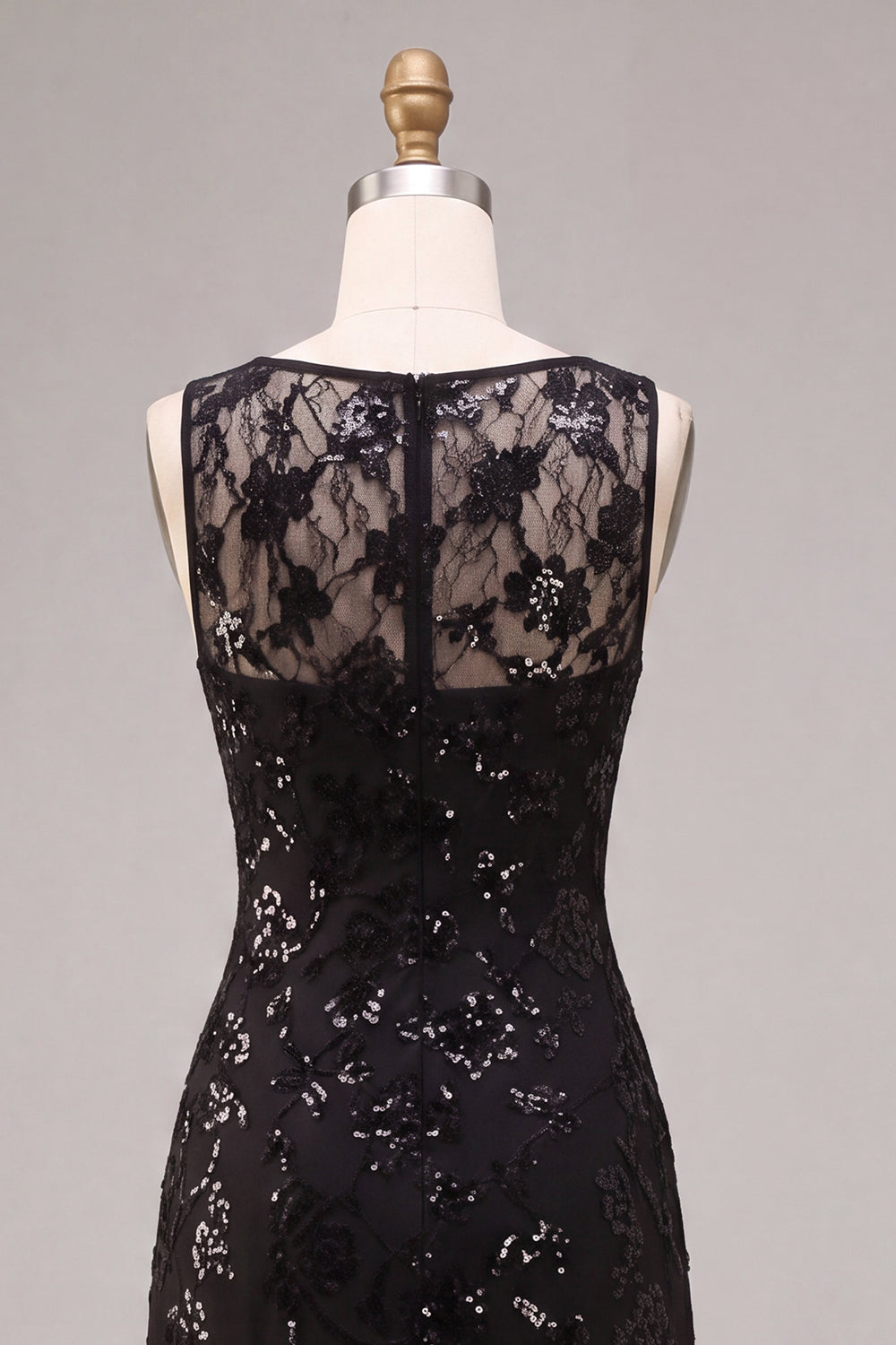 Floral Sequin Black Sparkly A Line Long Formal Dress