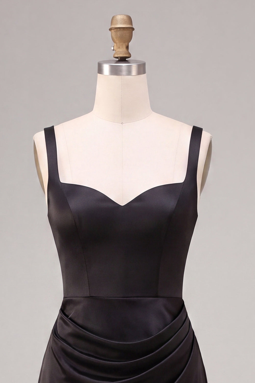 Black Mermaid Draped Satin Long Formal Dress