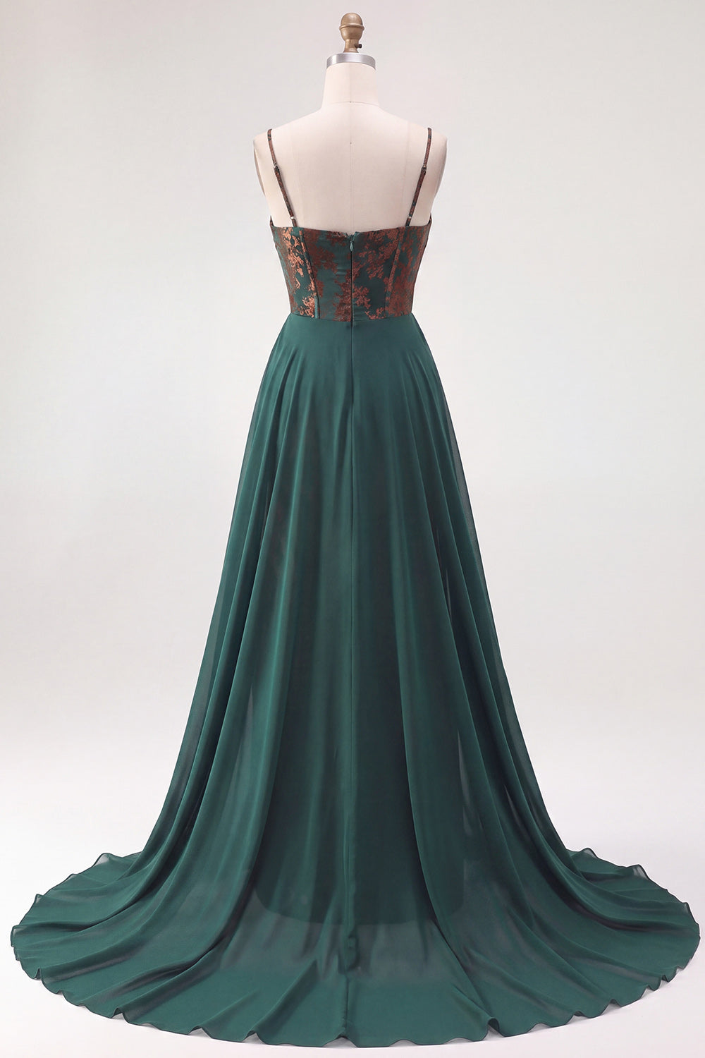 Corset Floral Dark Green Sheath Long Velvet Holiday Dress with Cape